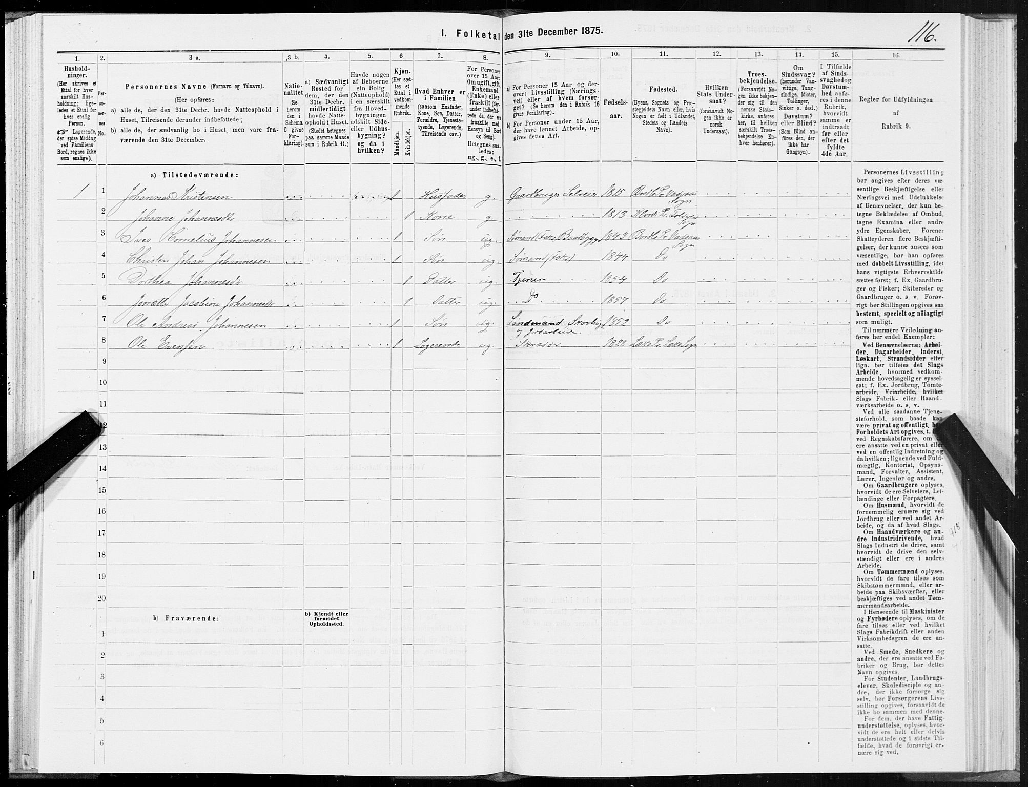 SAT, 1875 census for 1811P Bindal, 1875, p. 1116