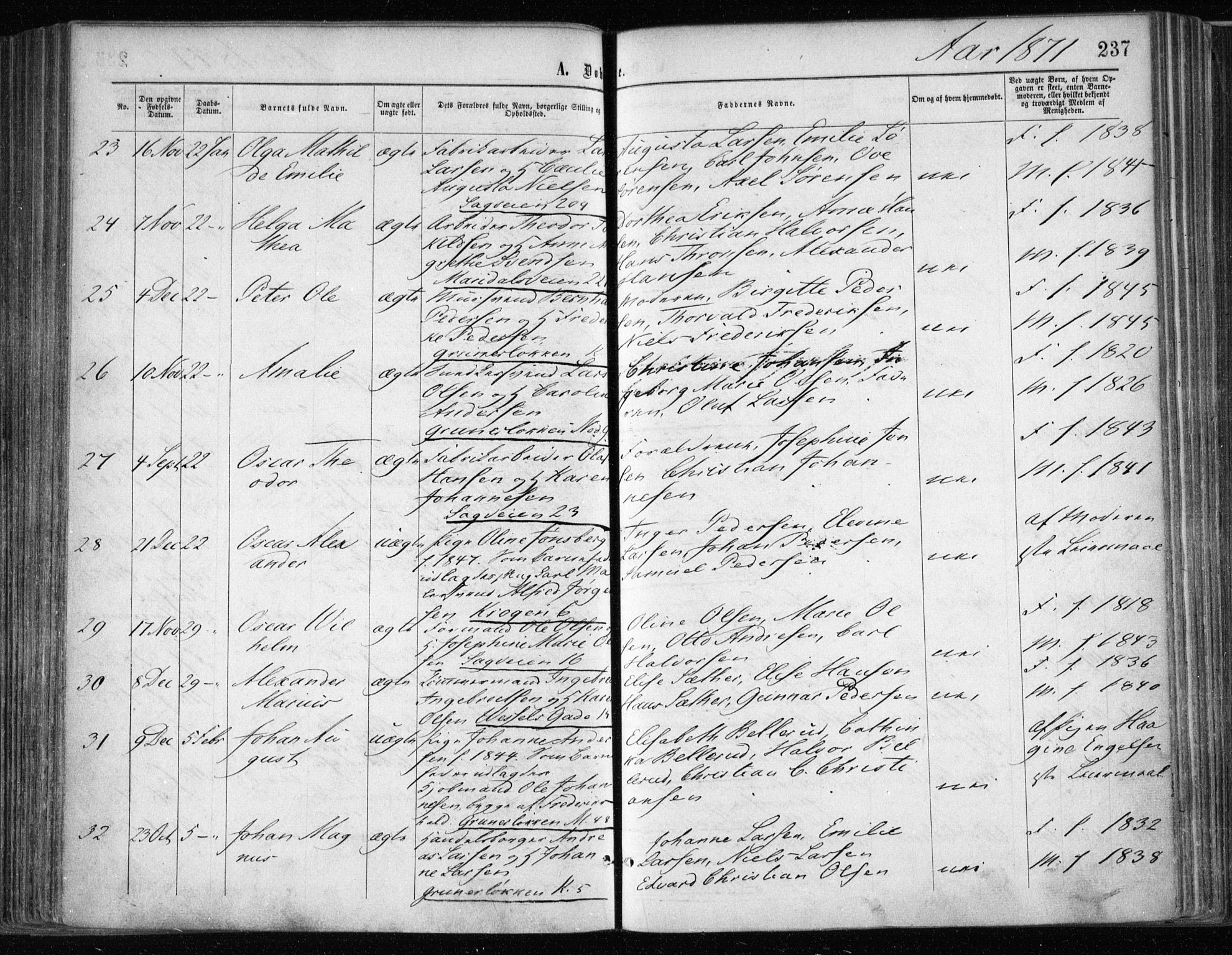 Gamle Aker prestekontor Kirkebøker, AV/SAO-A-10617a/F/L0002: Parish register (official) no. 2, 1864-1872, p. 237