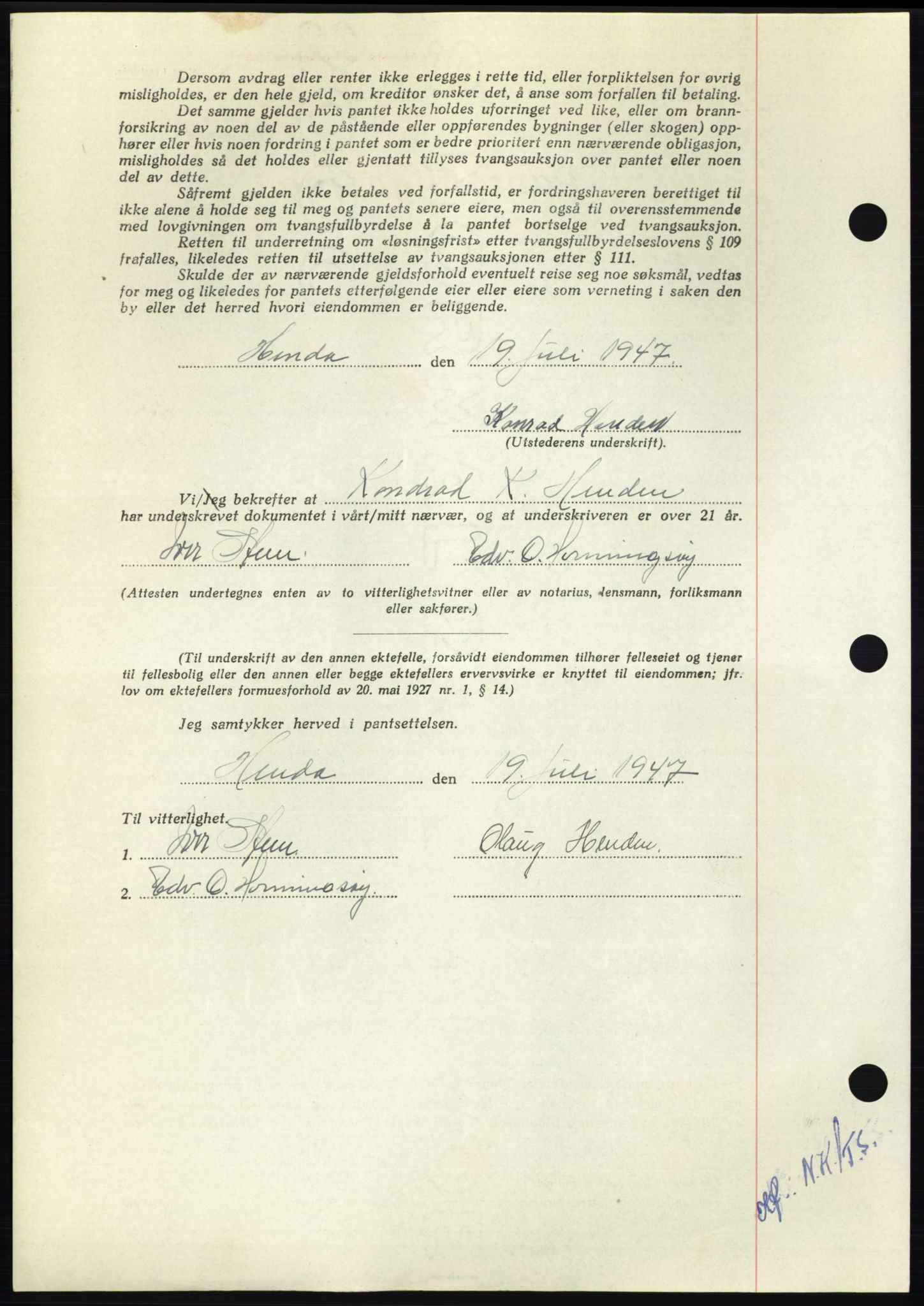 Nordmøre sorenskriveri, AV/SAT-A-4132/1/2/2Ca: Mortgage book no. B96, 1947-1947, Diary no: : 1680/1947