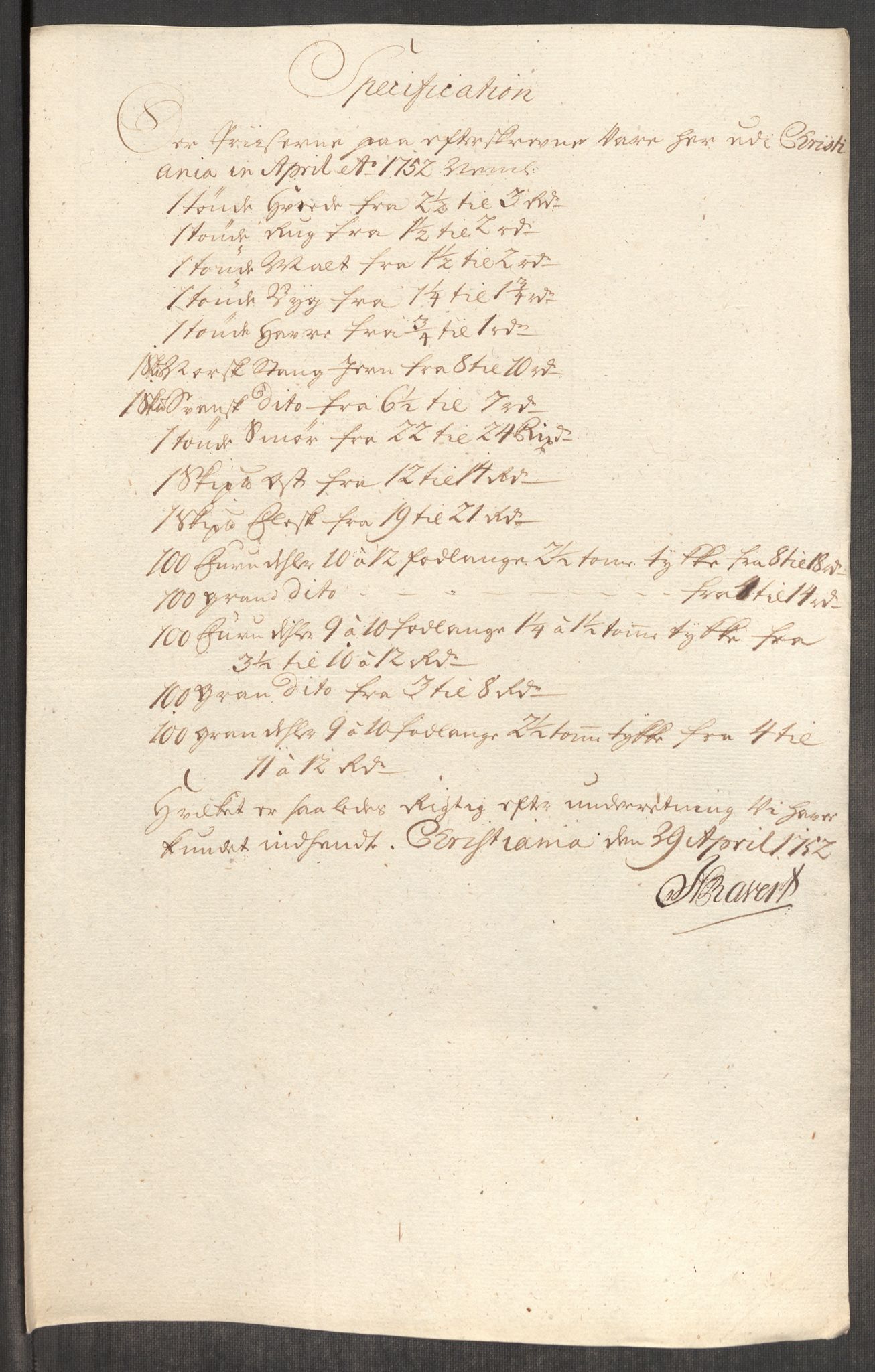 Rentekammeret inntil 1814, Realistisk ordnet avdeling, AV/RA-EA-4070/Oe/L0004: [Ø1]: Priskuranter, 1749-1752, p. 807