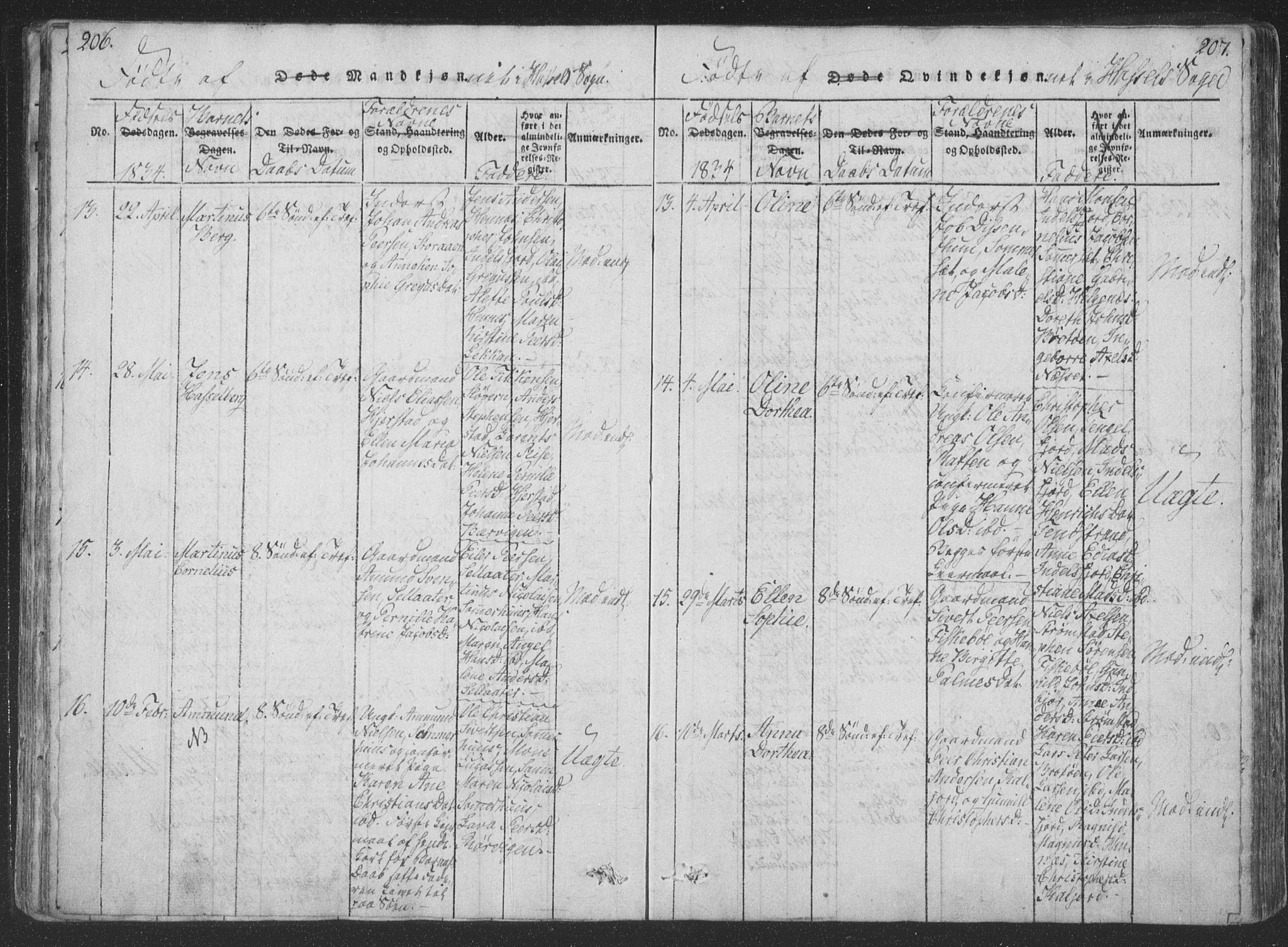 Ministerialprotokoller, klokkerbøker og fødselsregistre - Nordland, SAT/A-1459/888/L1262: Parish register (copy) no. 888C01, 1820-1836, p. 206-207