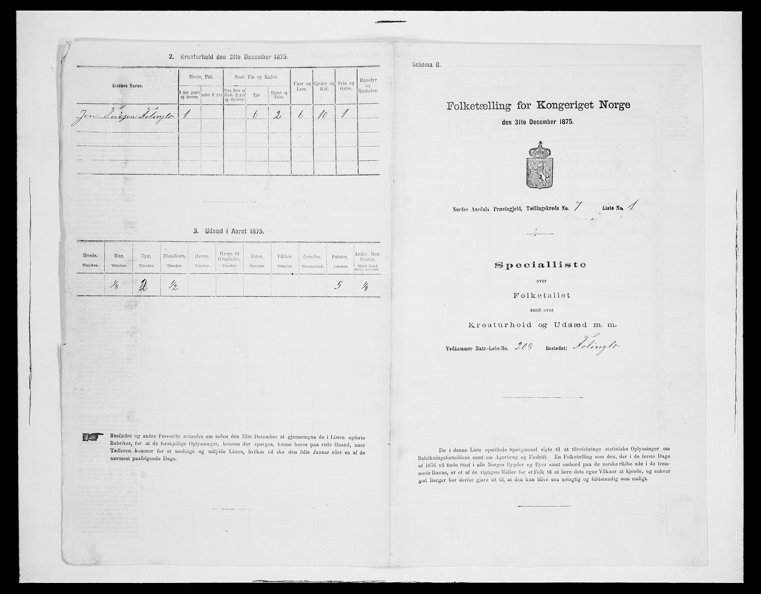 SAH, 1875 census for 0542P Nord-Aurdal, 1875, p. 1122