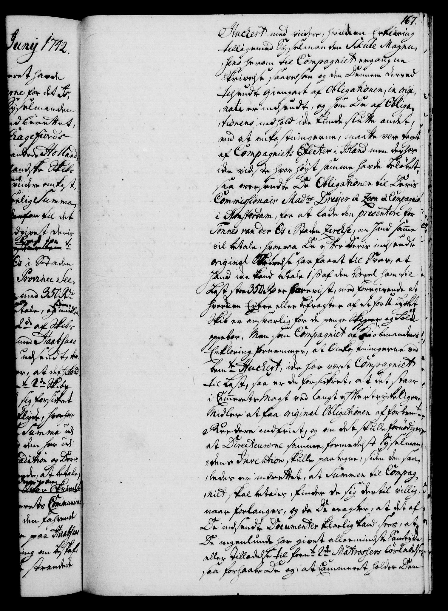 Rentekammeret, Kammerkanselliet, RA/EA-3111/G/Gh/Gha/L0024: Norsk ekstraktmemorialprotokoll (merket RK 53.69), 1742-1743, p. 167