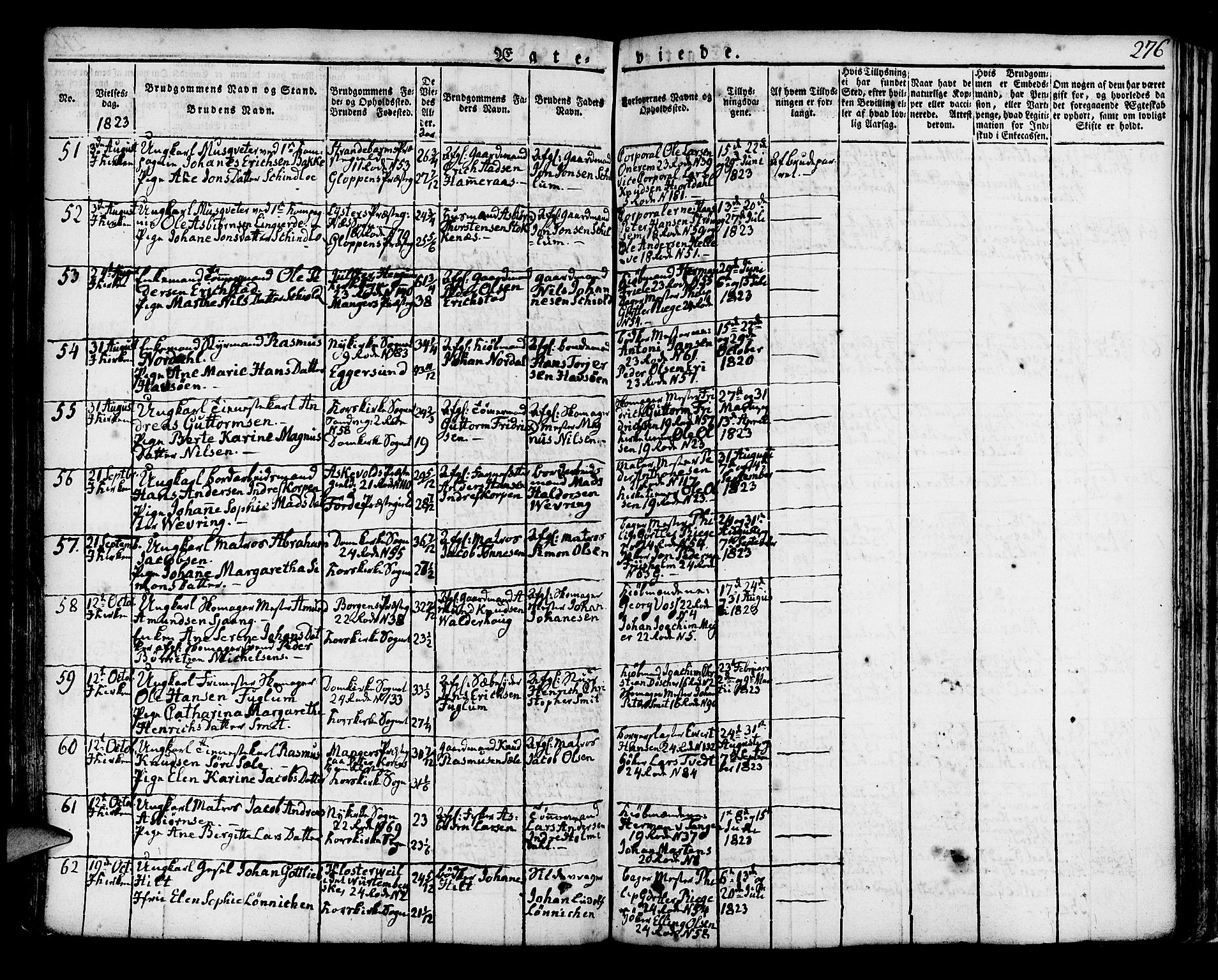 Korskirken sokneprestembete, SAB/A-76101/H/Hab: Parish register (copy) no. A 3, 1821-1831, p. 276