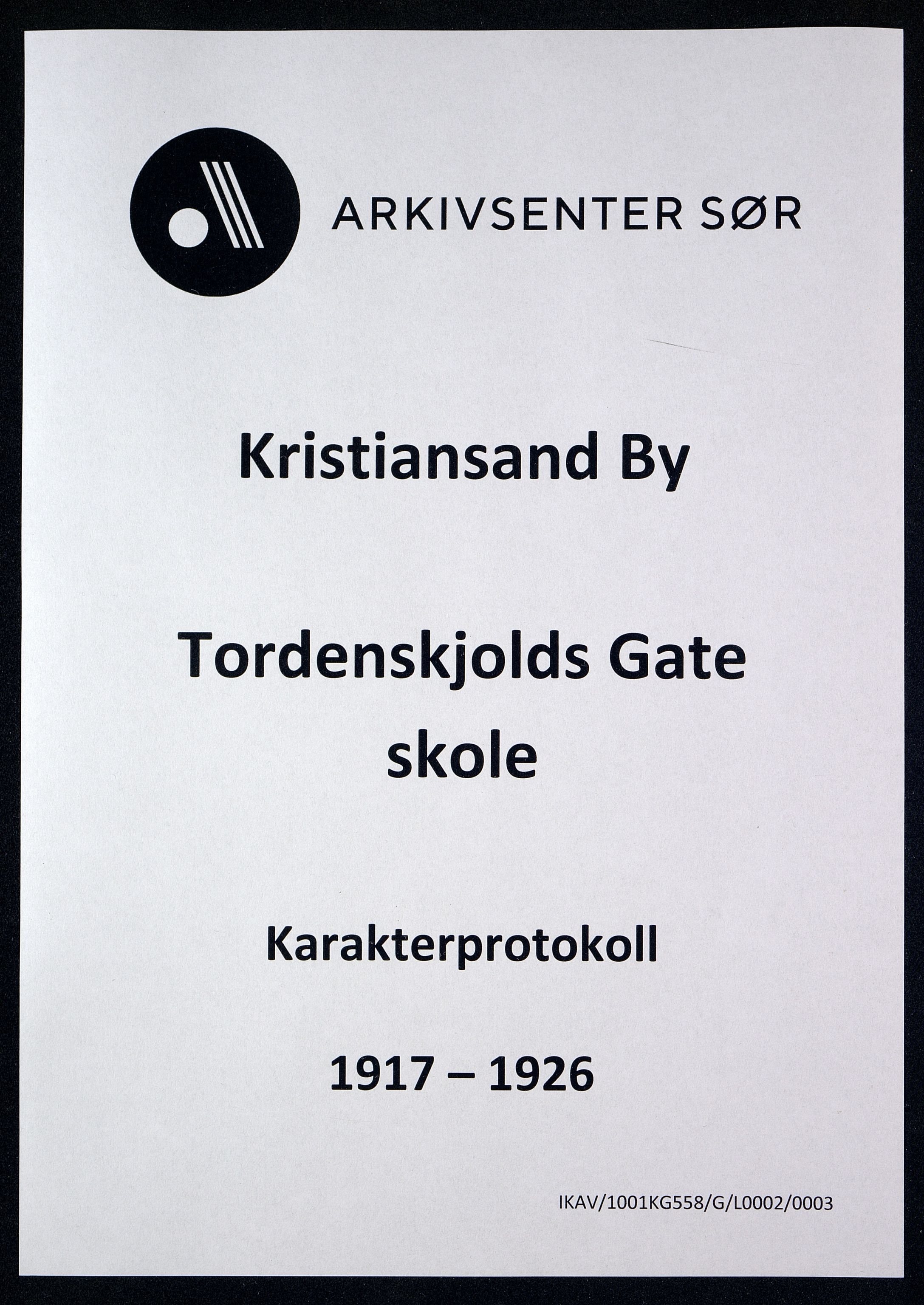 Kristiansand By - Tordenskjolds Gate Skole, ARKSOR/1001KG558/G/L0002/0003: Karakterprotokoller / Karakterprotokoll, 1917-1926