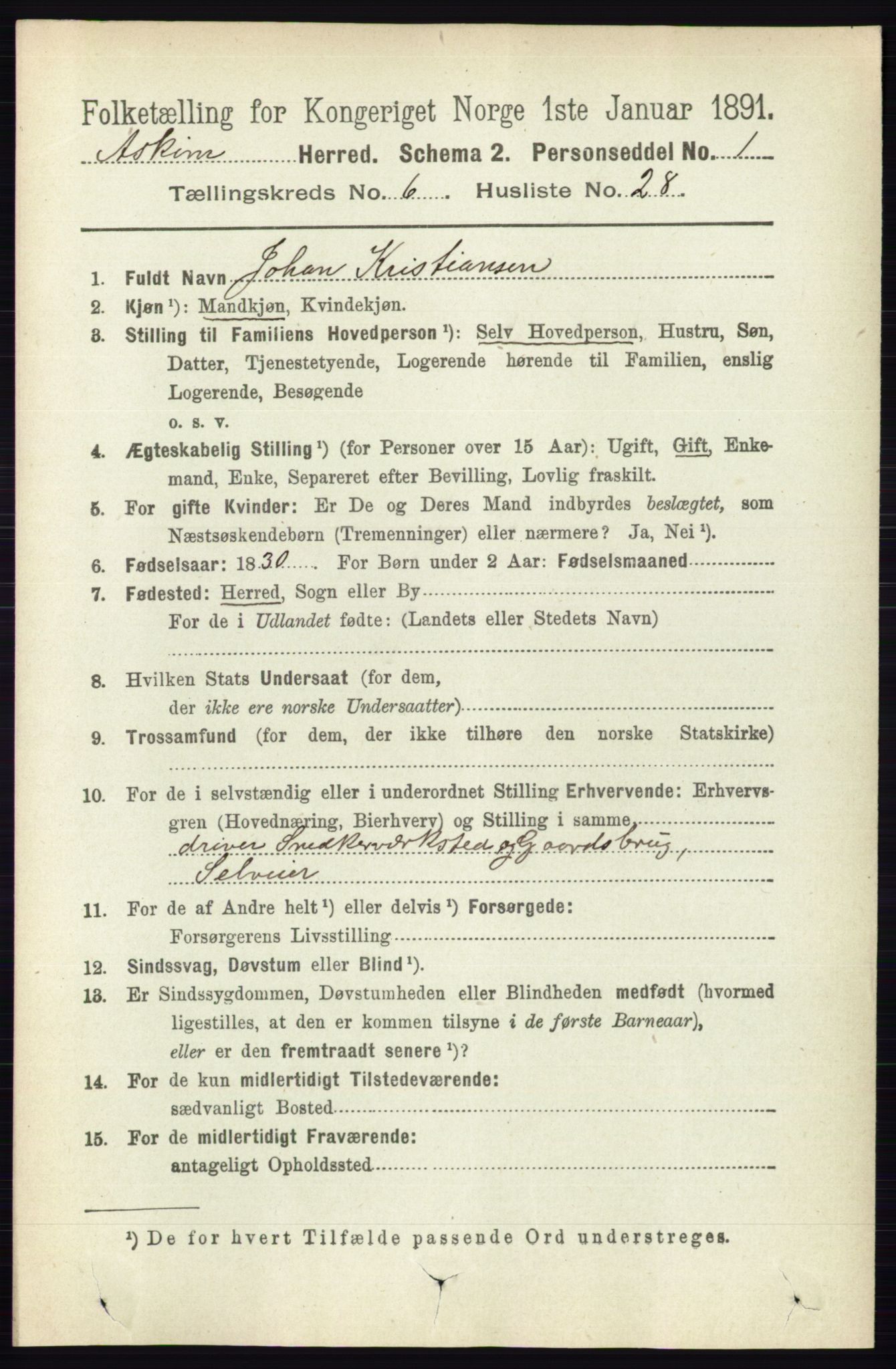 RA, 1891 census for 0124 Askim, 1891, p. 964