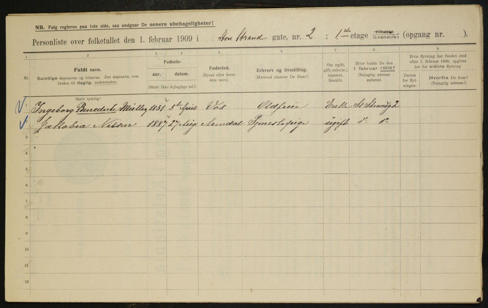 OBA, Municipal Census 1909 for Kristiania, 1909, p. 24165