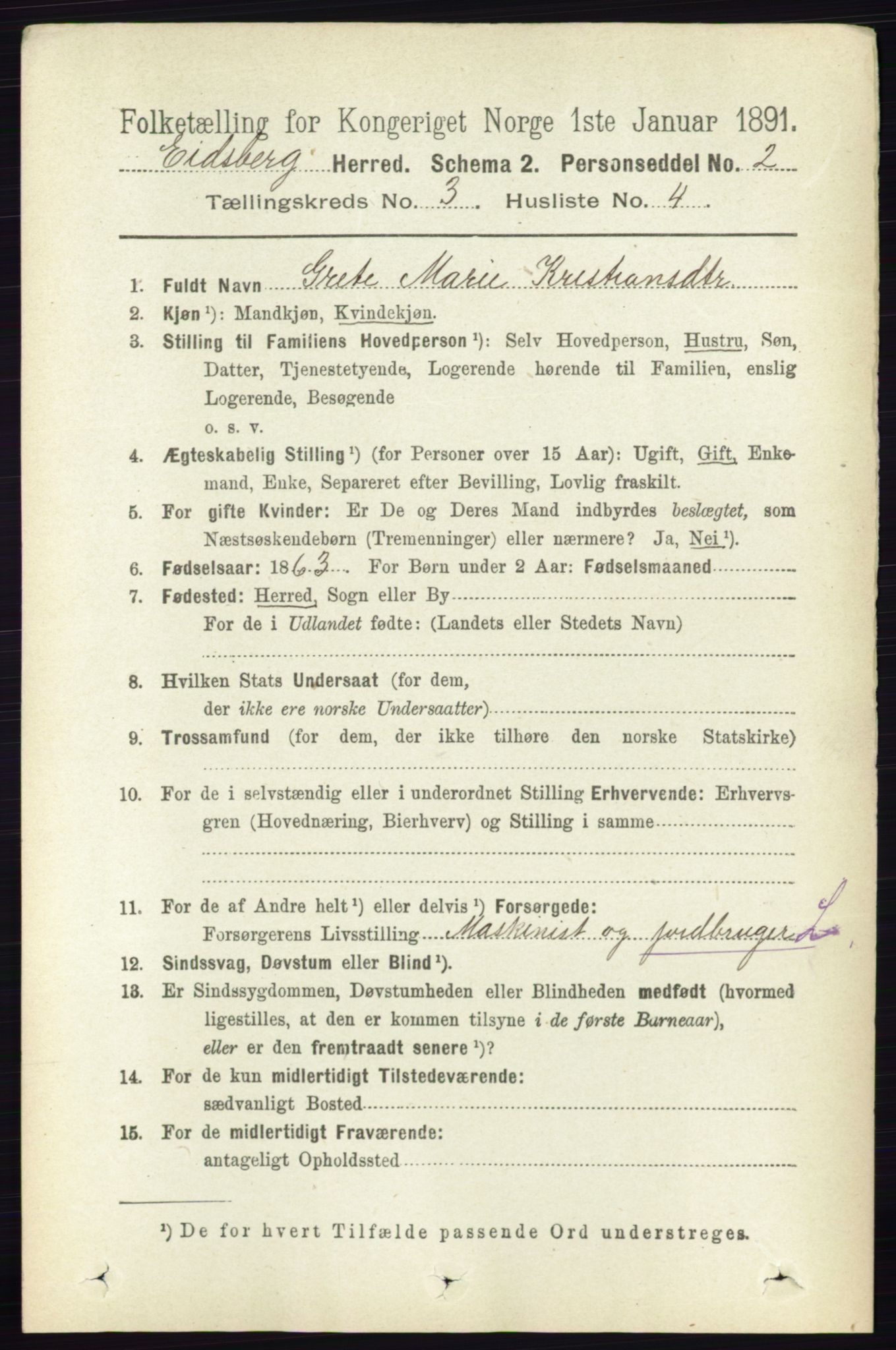 RA, 1891 census for 0125 Eidsberg, 1891, p. 1475