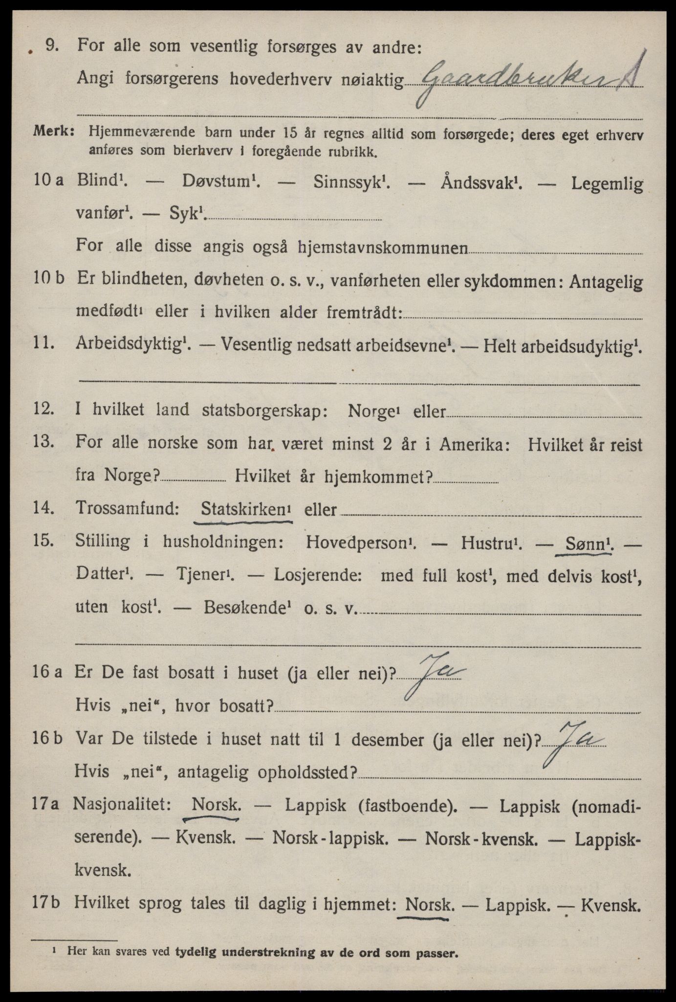 SAT, 1920 census for Soknedal, 1920, p. 3459