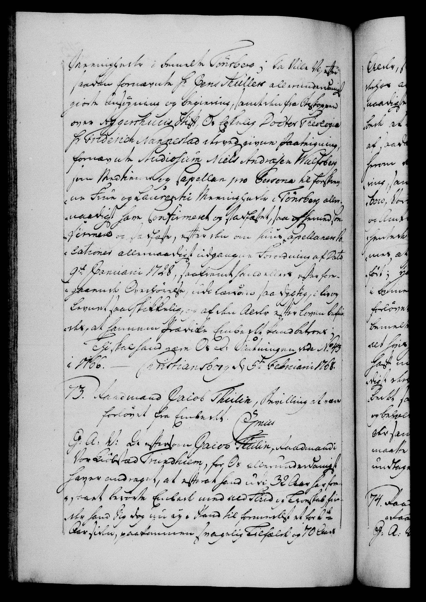 Danske Kanselli 1572-1799, RA/EA-3023/F/Fc/Fca/Fcaa/L0043: Norske registre, 1766-1768, p. 545b