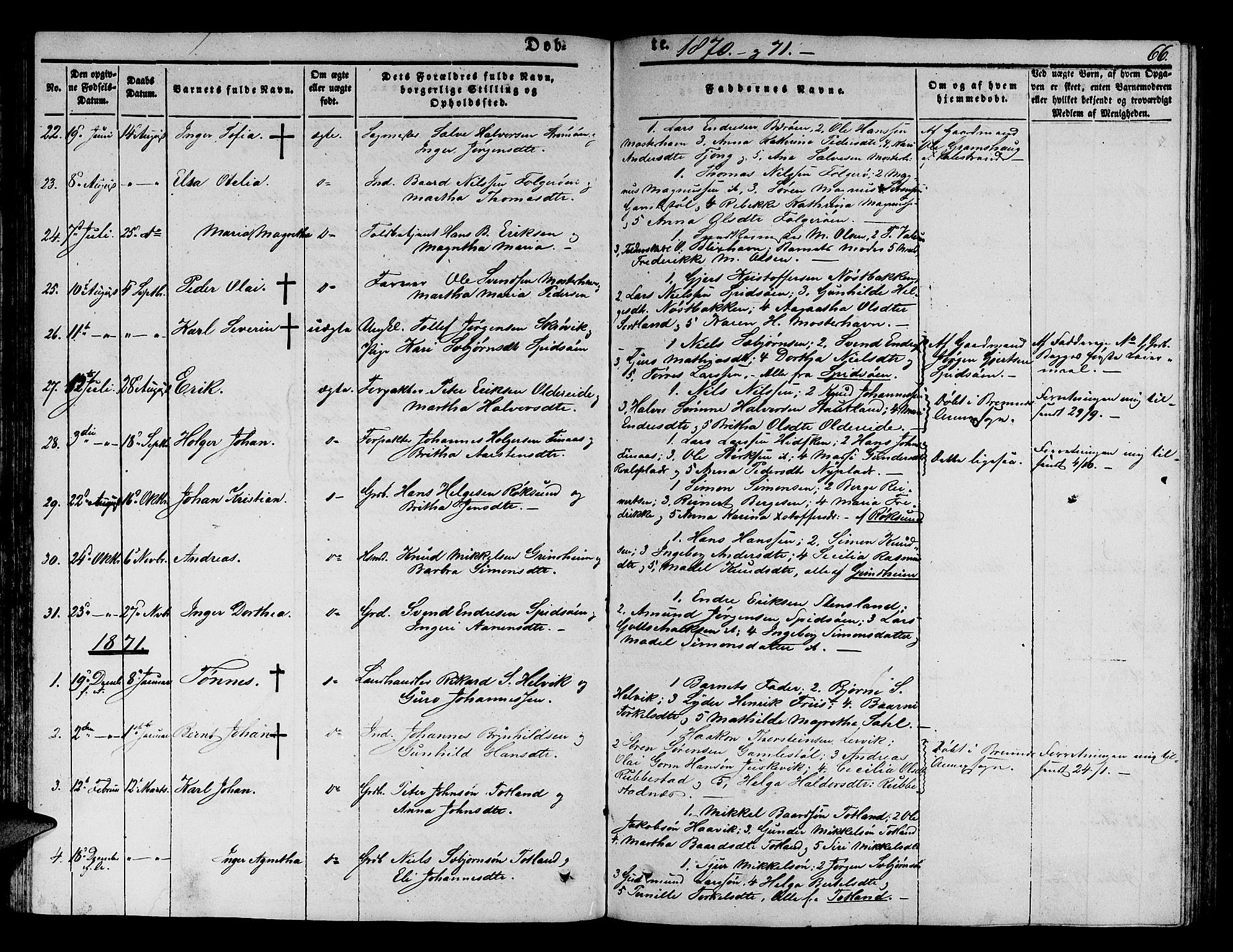 Finnås sokneprestembete, SAB/A-99925/H/Ha/Hab/Haba/L0001: Parish register (copy) no. A 1, 1851-1873, p. 66