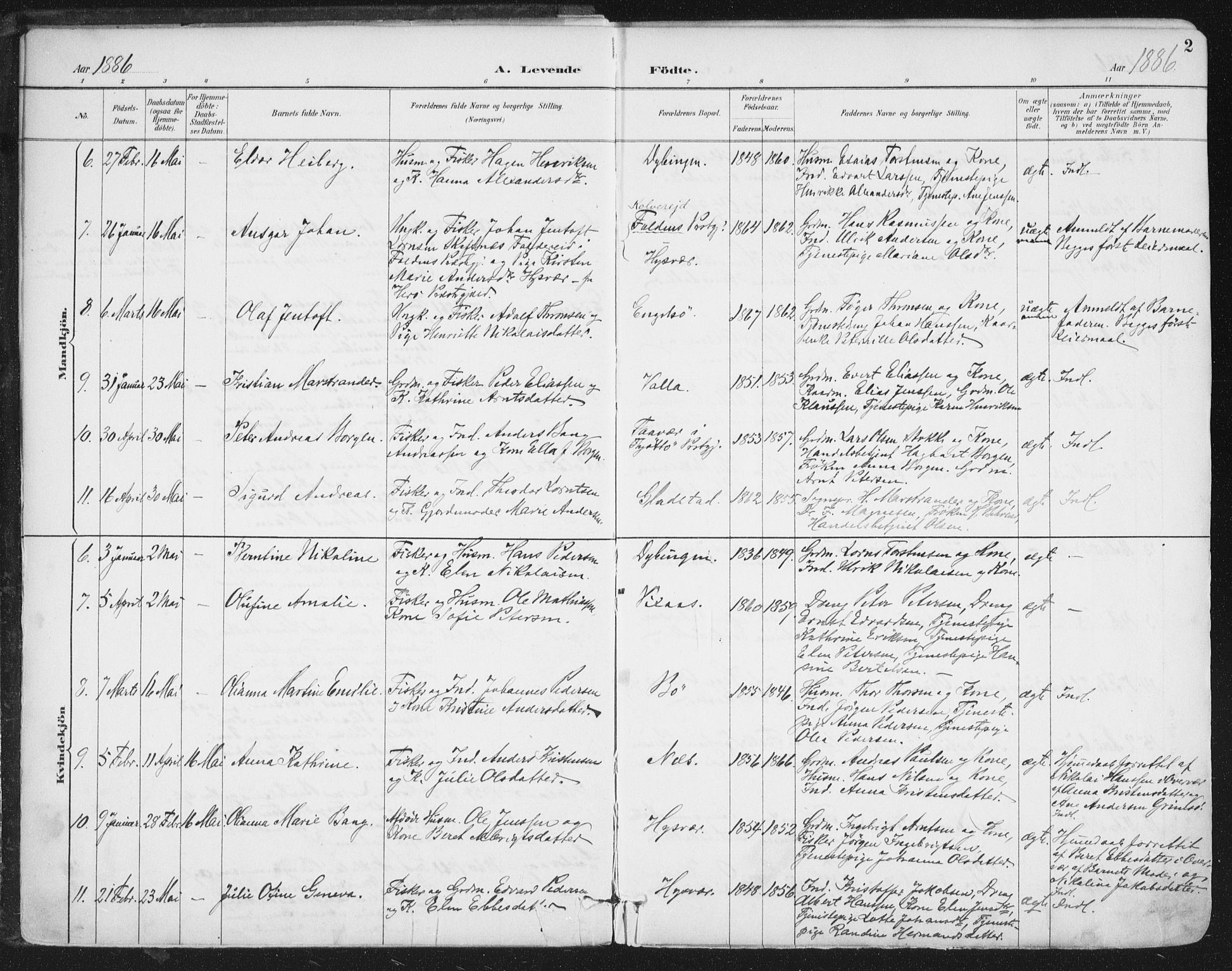 Ministerialprotokoller, klokkerbøker og fødselsregistre - Nordland, SAT/A-1459/816/L0244: Parish register (official) no. 816A10, 1886-1903, p. 2