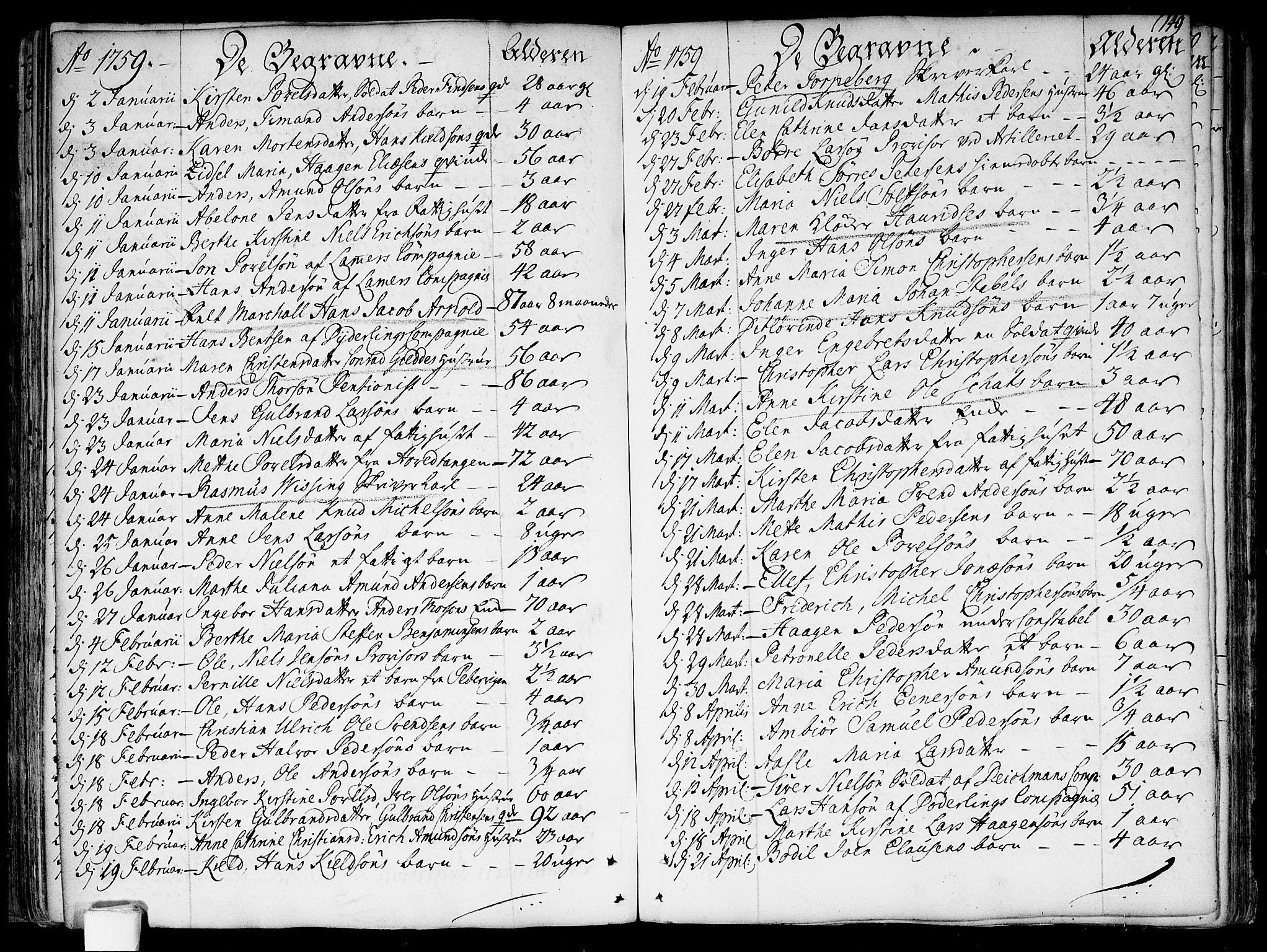 Garnisonsmenigheten Kirkebøker, SAO/A-10846/F/Fa/L0002: Parish register (official) no. 2, 1757-1776, p. 149