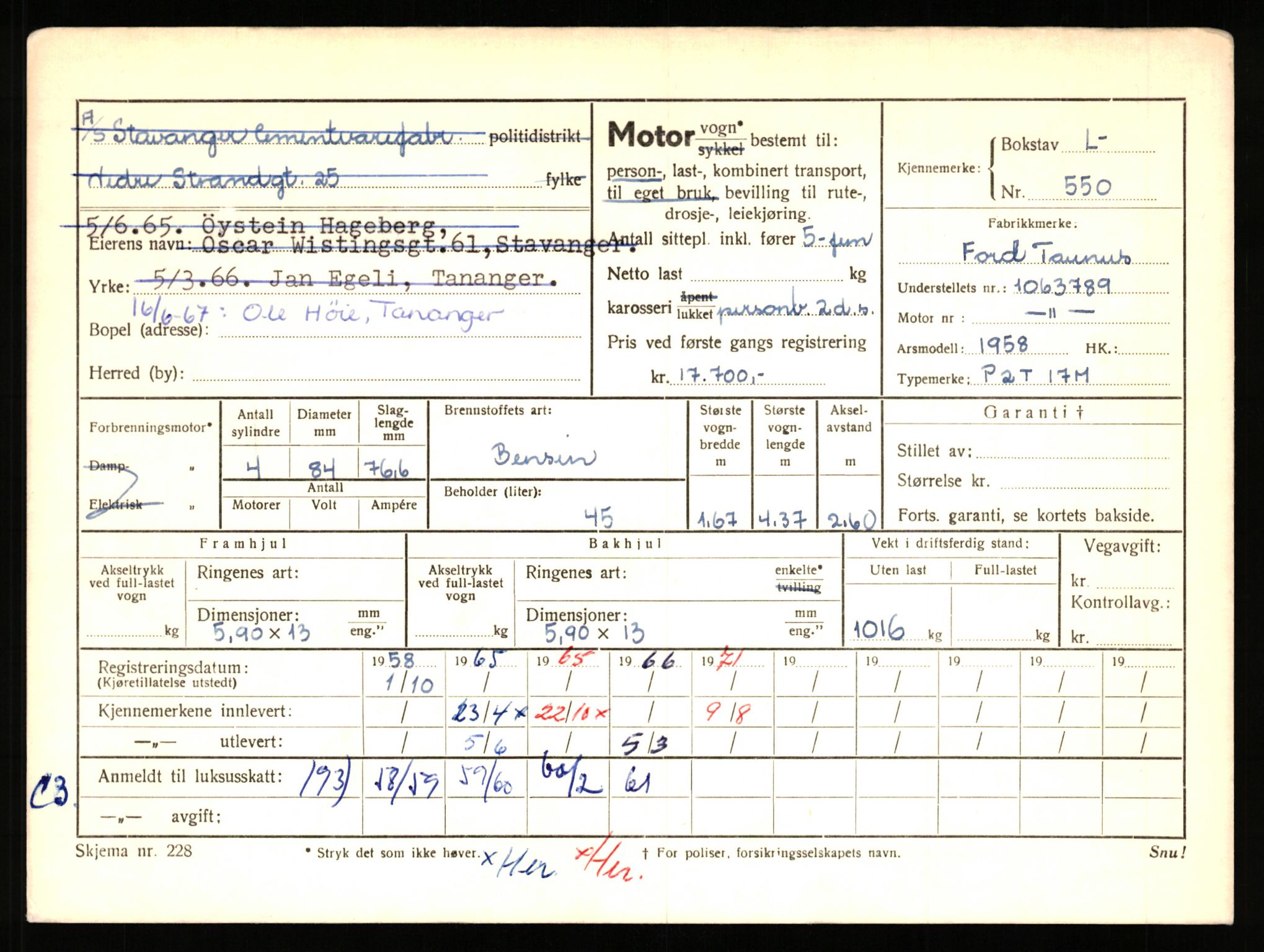 Stavanger trafikkstasjon, AV/SAST-A-101942/0/F/L0002: L-350 - L-699, 1930-1971, p. 1191