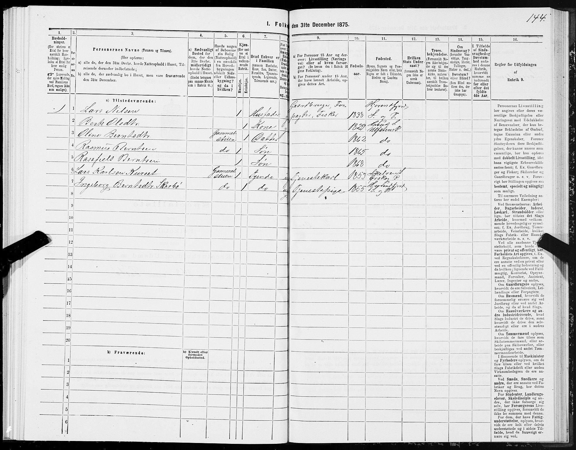 SAT, 1875 census for 1516P Ulstein, 1875, p. 5144