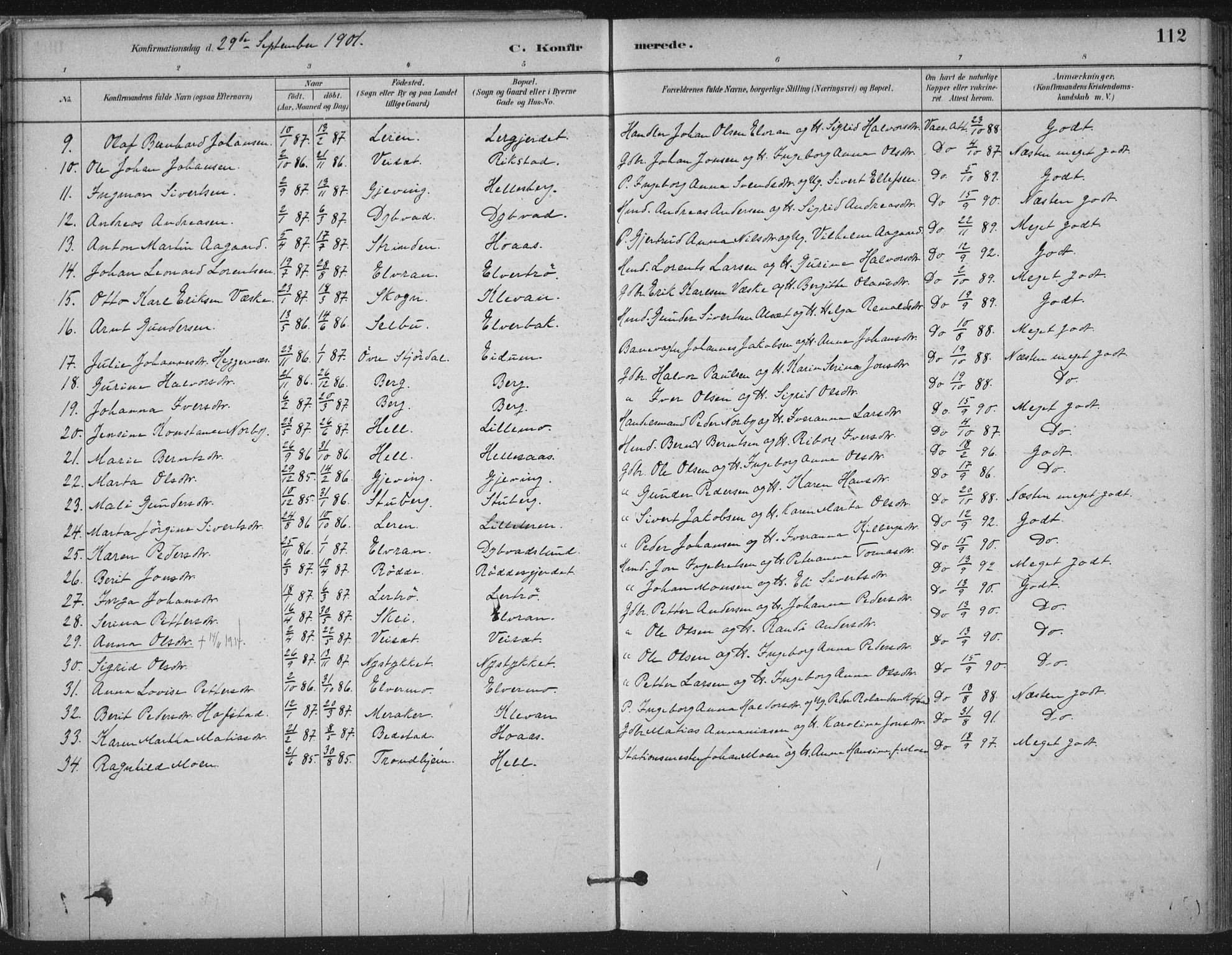 Ministerialprotokoller, klokkerbøker og fødselsregistre - Nord-Trøndelag, AV/SAT-A-1458/710/L0095: Parish register (official) no. 710A01, 1880-1914, p. 112