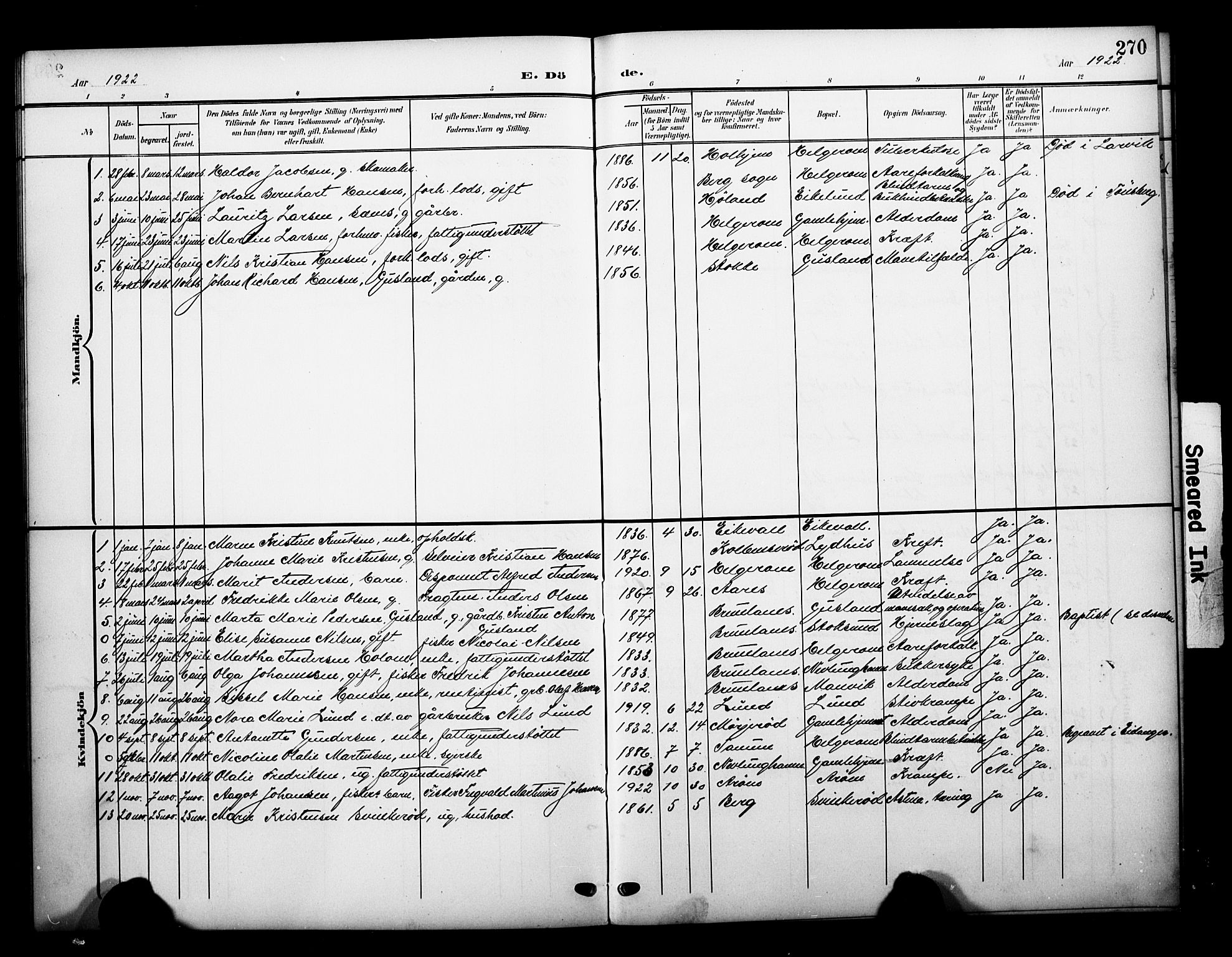 Brunlanes kirkebøker, AV/SAKO-A-342/G/Gb/L0003: Parish register (copy) no. II 3, 1903-1928, p. 270