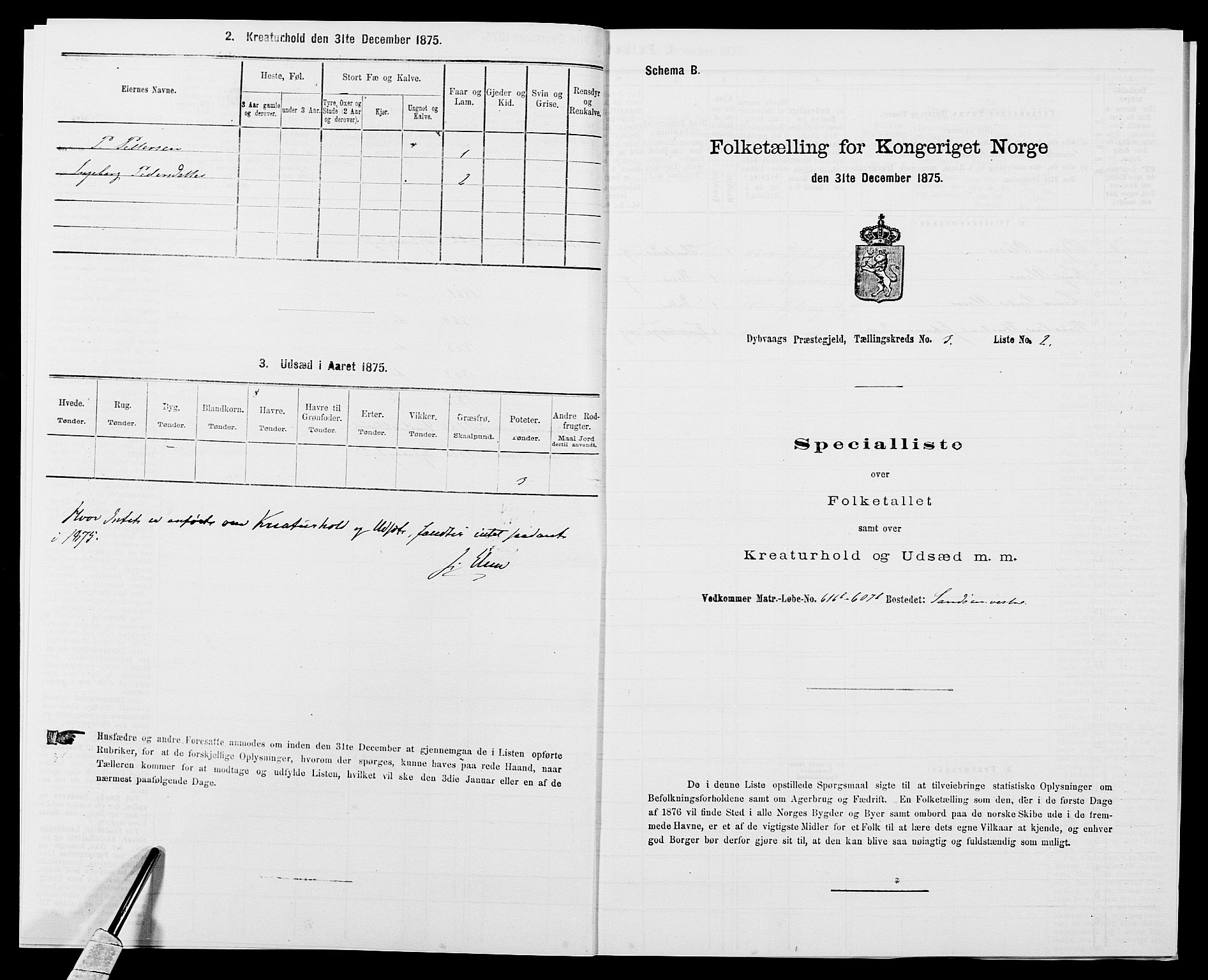 SAK, 1875 census for 0915P Dypvåg, 1875, p. 259