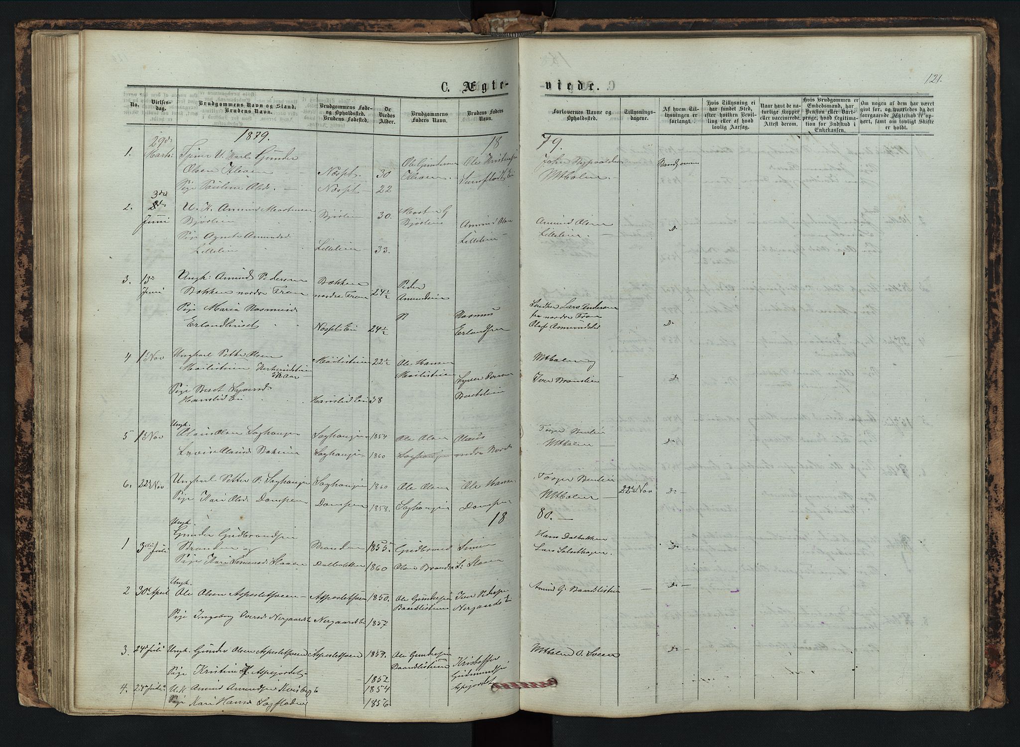 Vestre Gausdal prestekontor, AV/SAH-PREST-094/H/Ha/Hab/L0002: Parish register (copy) no. 2, 1874-1897, p. 121