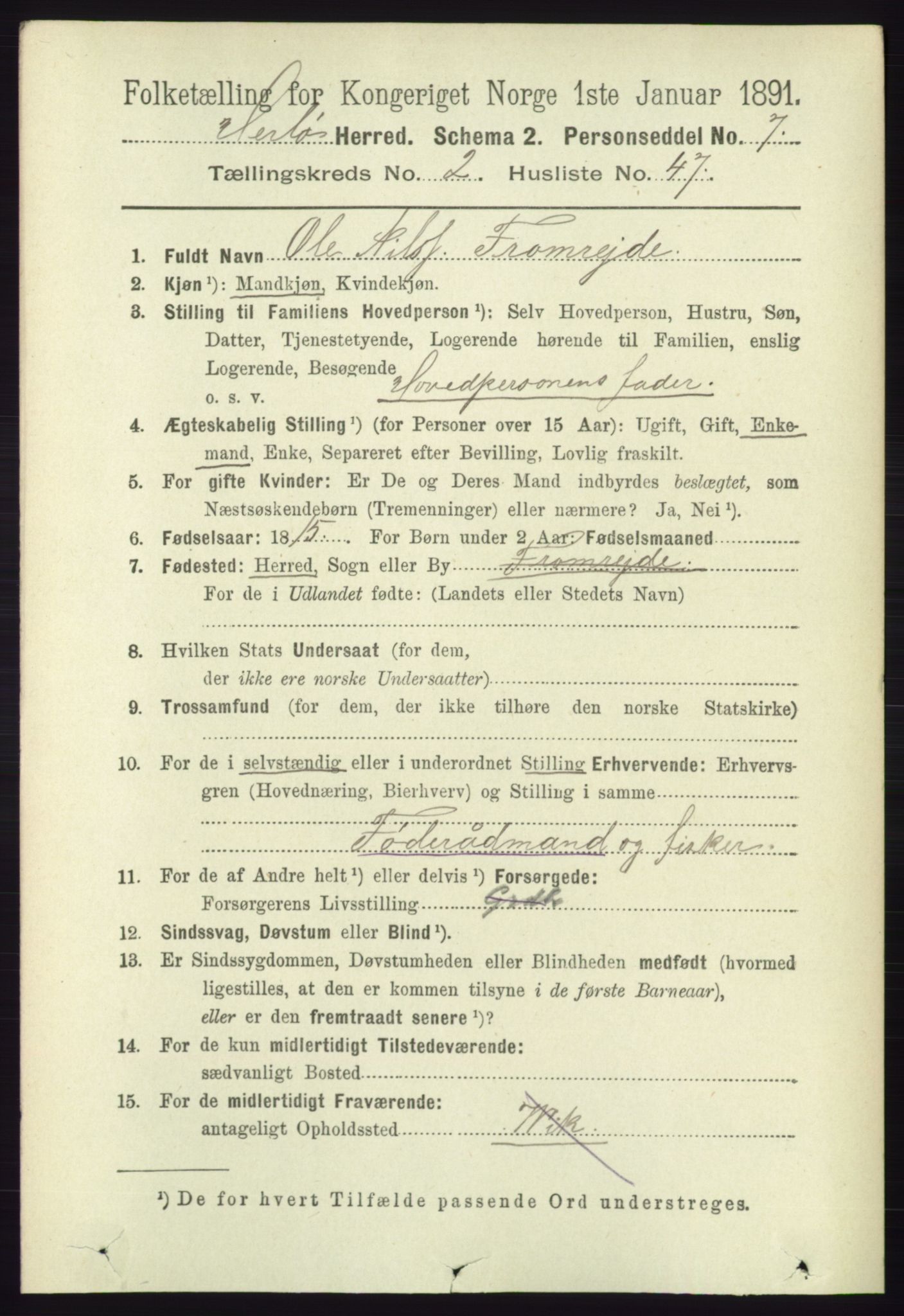 RA, 1891 census for 1258 Herdla, 1891, p. 844