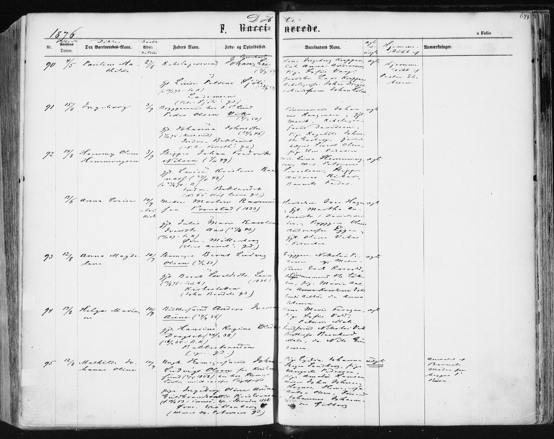 Ministerialprotokoller, klokkerbøker og fødselsregistre - Sør-Trøndelag, AV/SAT-A-1456/604/L0186: Parish register (official) no. 604A07, 1866-1877, p. 673