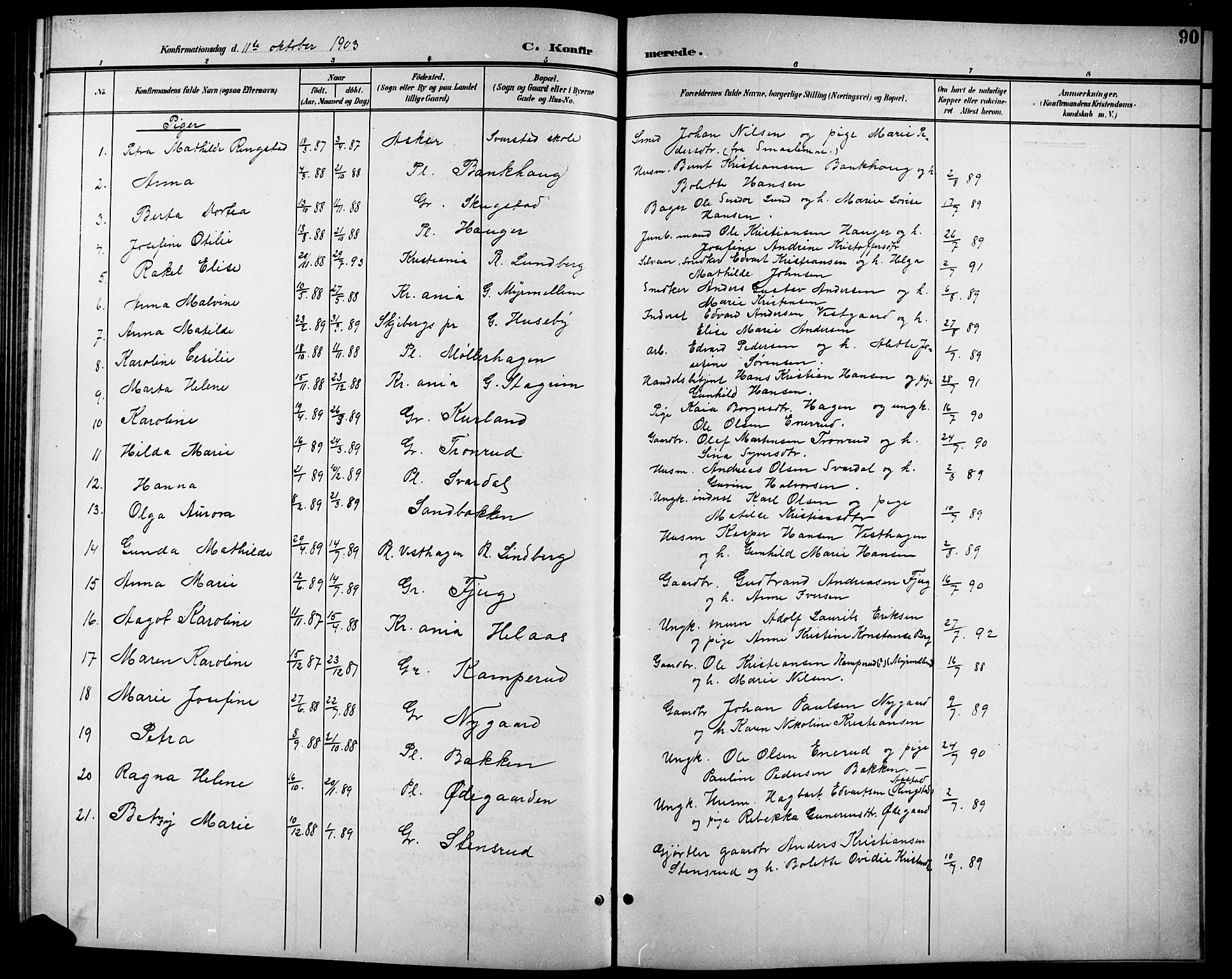 Aurskog prestekontor Kirkebøker, SAO/A-10304a/G/Gb/L0002: Parish register (copy) no. II 2, 1901-1926, p. 90