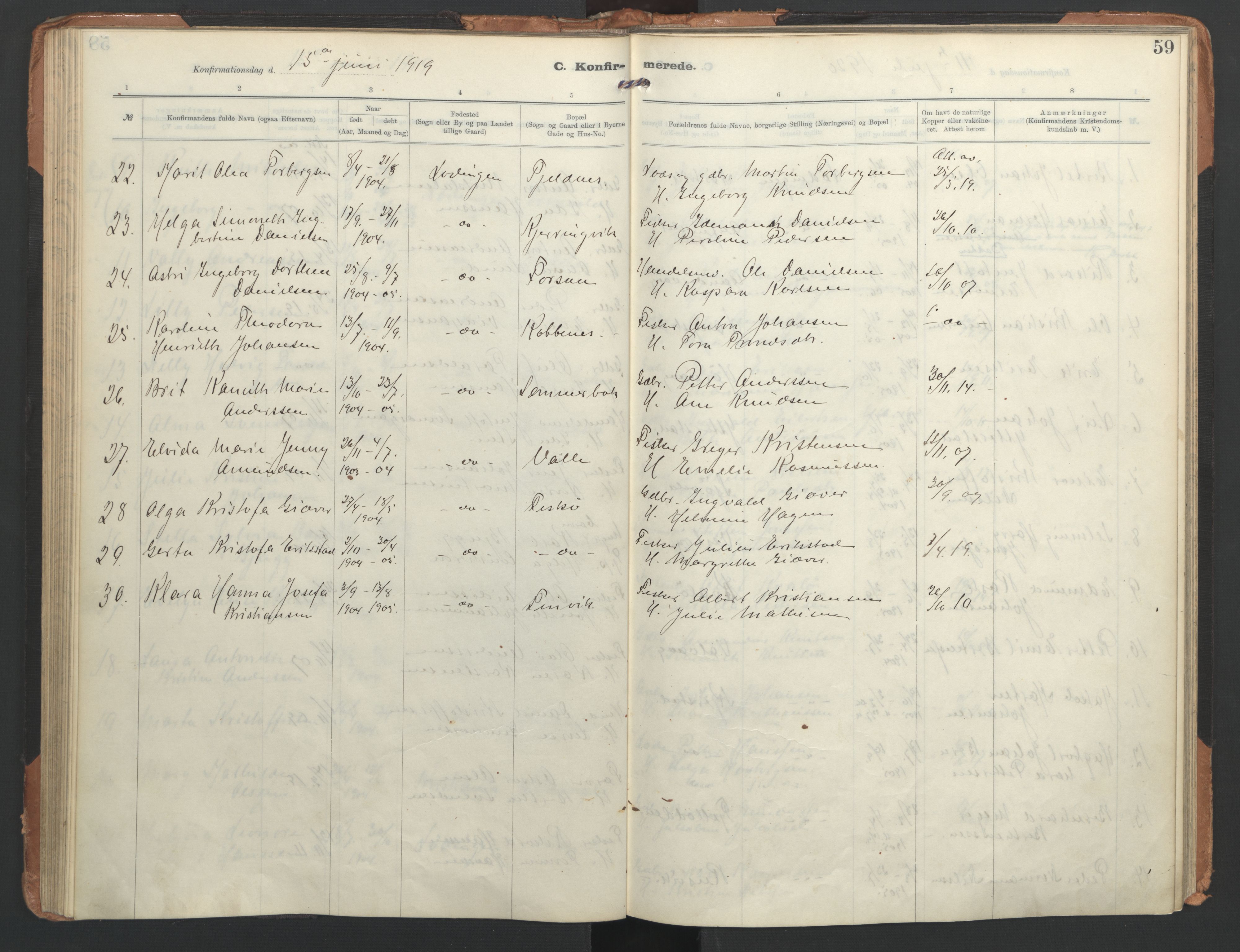 Ministerialprotokoller, klokkerbøker og fødselsregistre - Nordland, AV/SAT-A-1459/872/L1042: Parish register (official) no. 872A17, 1910-1937, p. 59