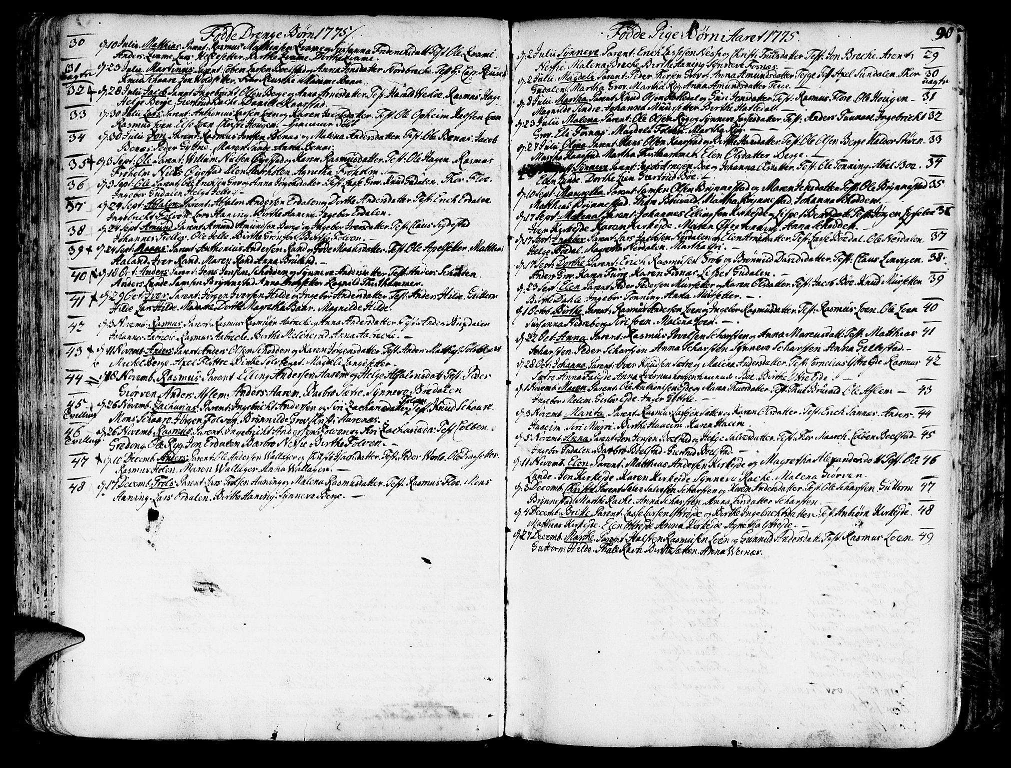 Innvik sokneprestembete, SAB/A-80501: Parish register (official) no. A 1, 1750-1816, p. 90