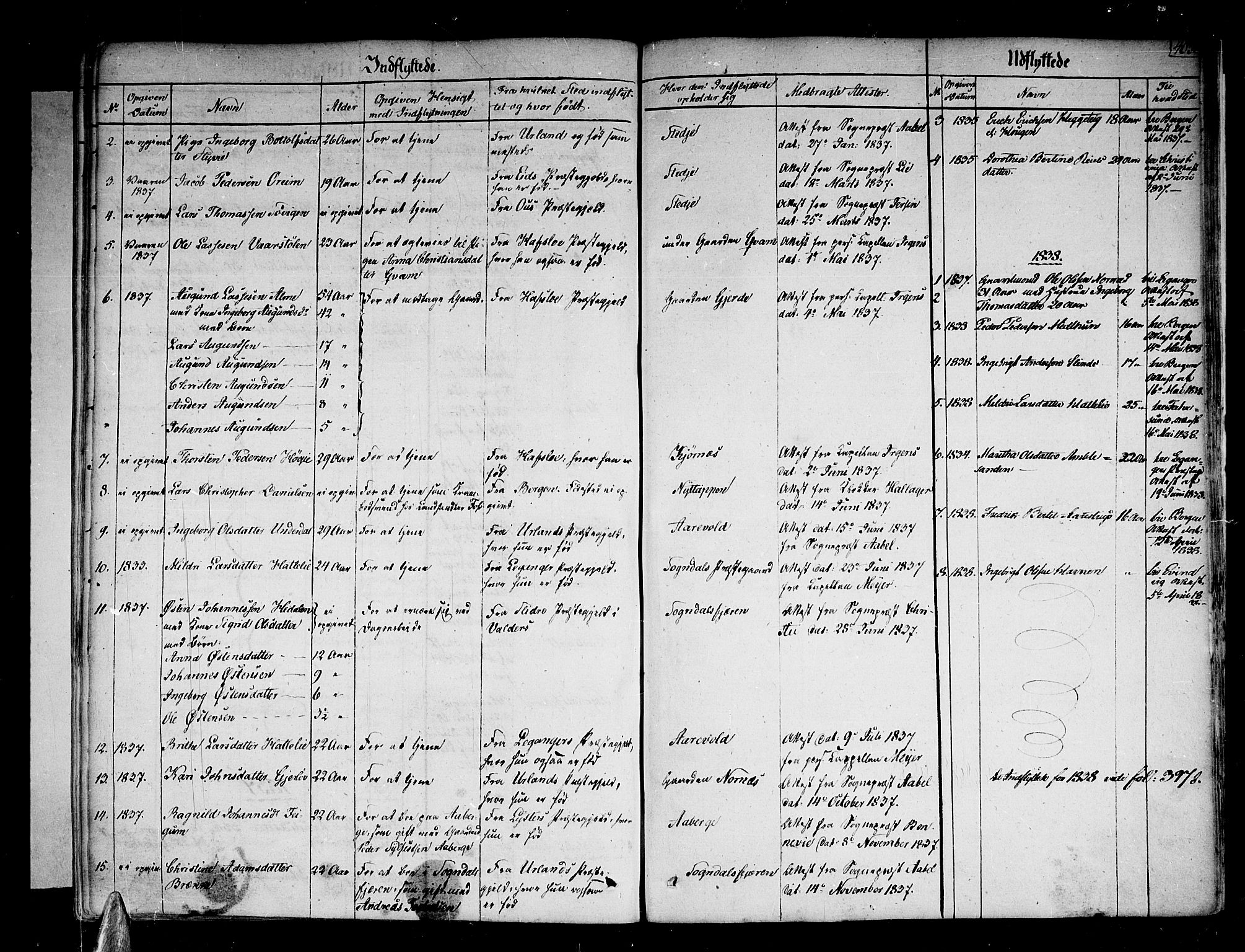 Sogndal sokneprestembete, AV/SAB-A-81301/H/Haa/Haaa/L0010: Parish register (official) no. A 10, 1821-1838, p. 405