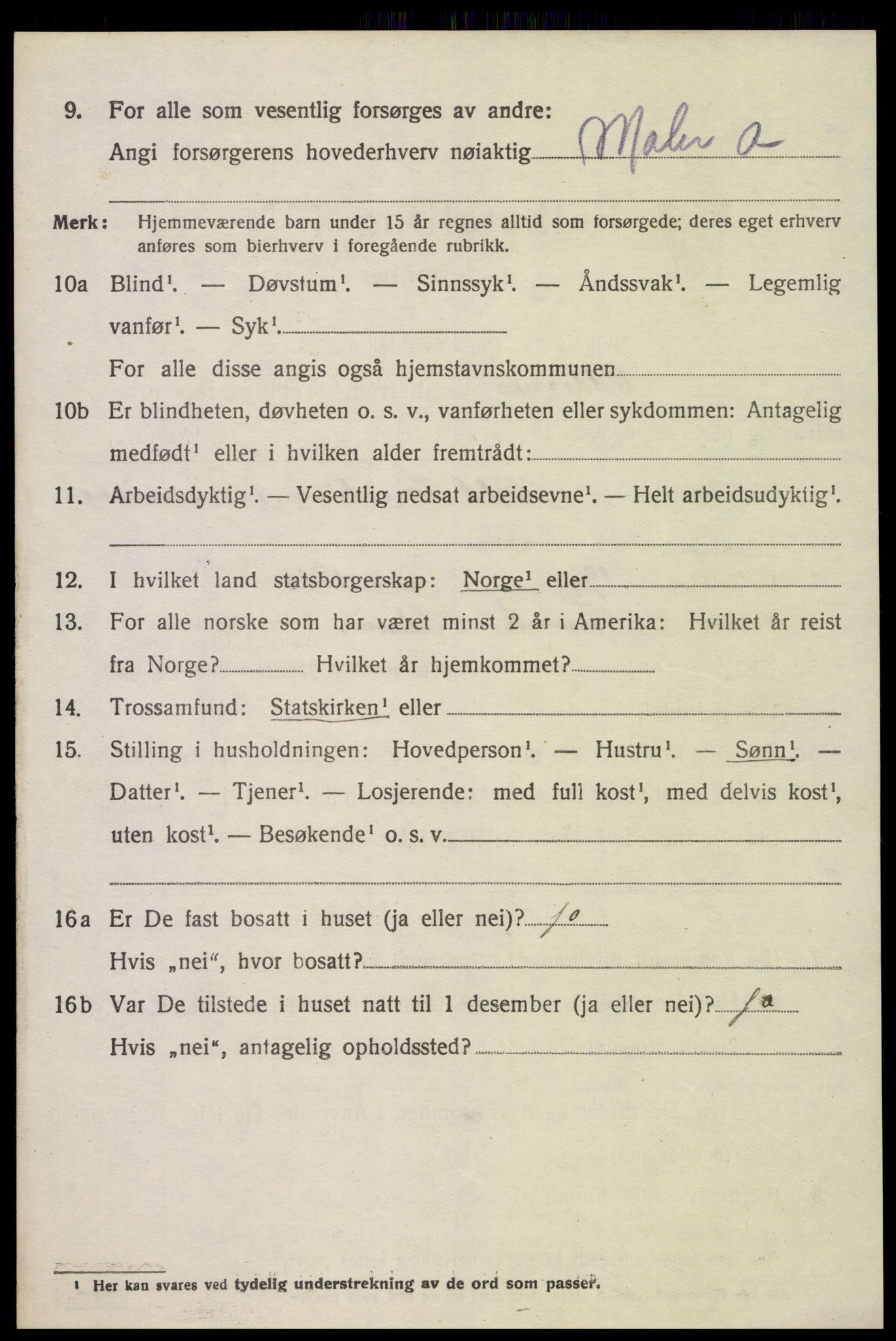 SAK, 1920 census for Oddernes, 1920, p. 11130