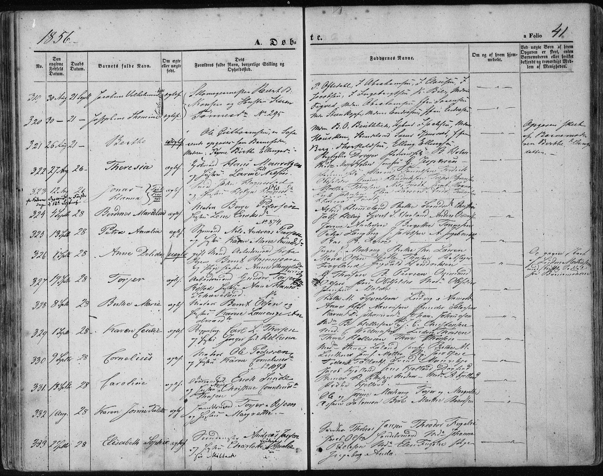 Domkirken sokneprestkontor, AV/SAST-A-101812/001/30/30BA/L0017: Parish register (official) no. A 16, 1855-1867, p. 41