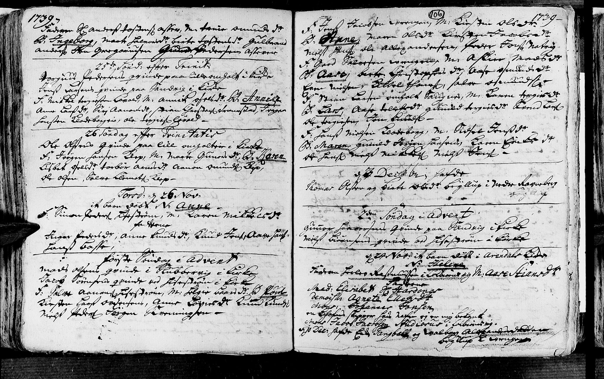 Øyestad sokneprestkontor, AV/SAK-1111-0049/F/Fa/L0004: Parish register (official) no. A 4, 1730-1750, p. 106