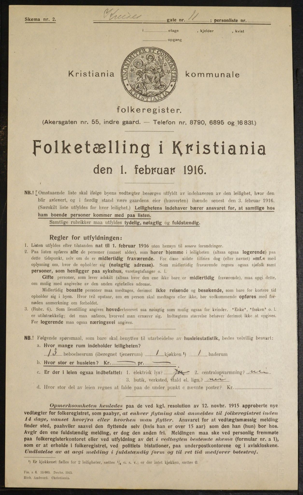 OBA, Municipal Census 1916 for Kristiania, 1916, p. 56172