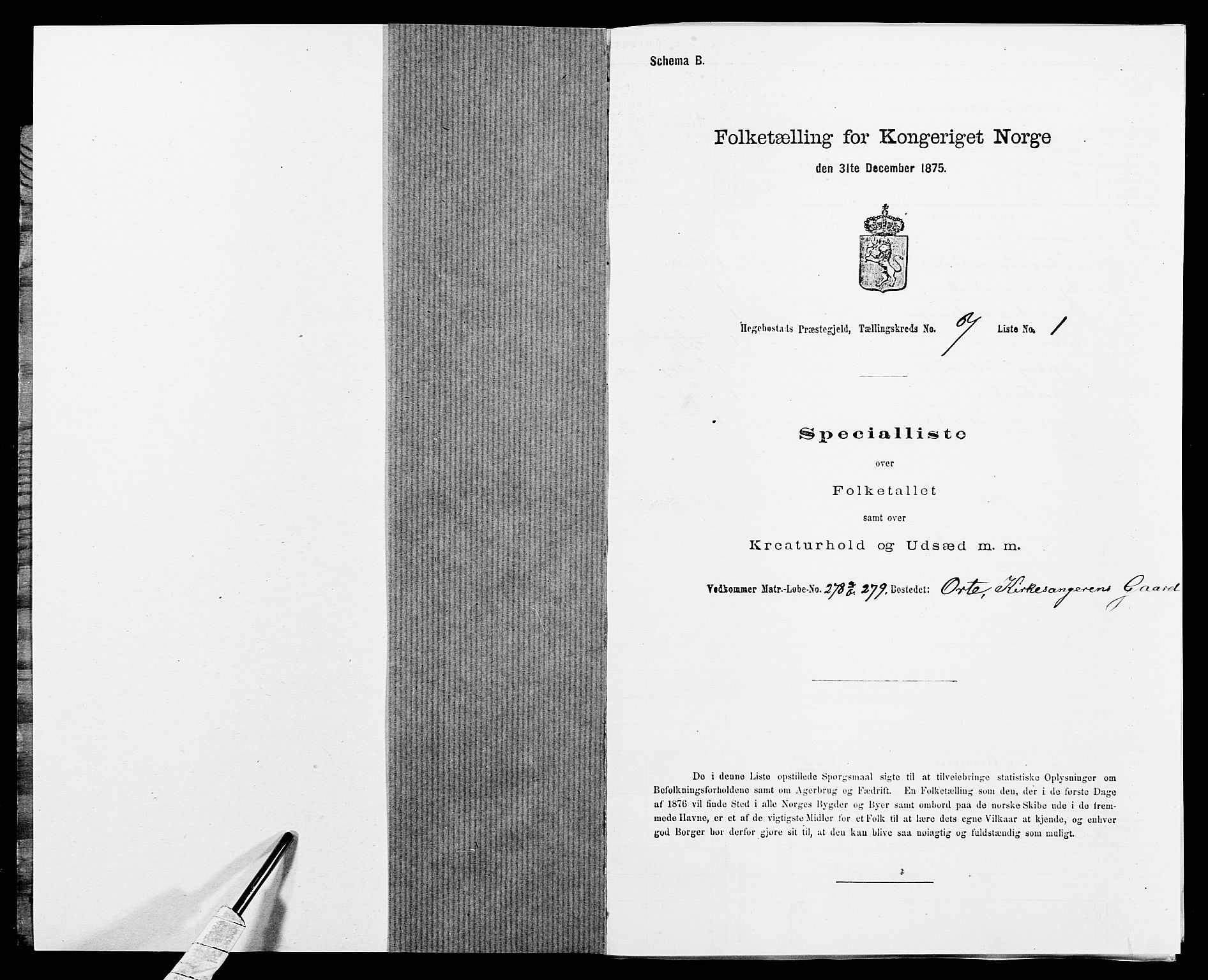 SAK, 1875 census for 1034P Hægebostad, 1875, p. 718