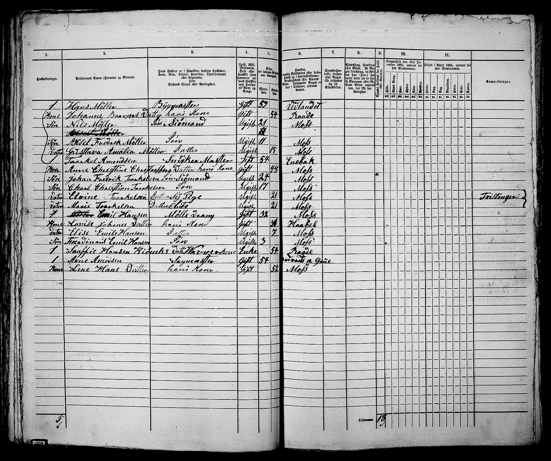 RA, 1865 census for Moss/Moss, 1865, p. 116