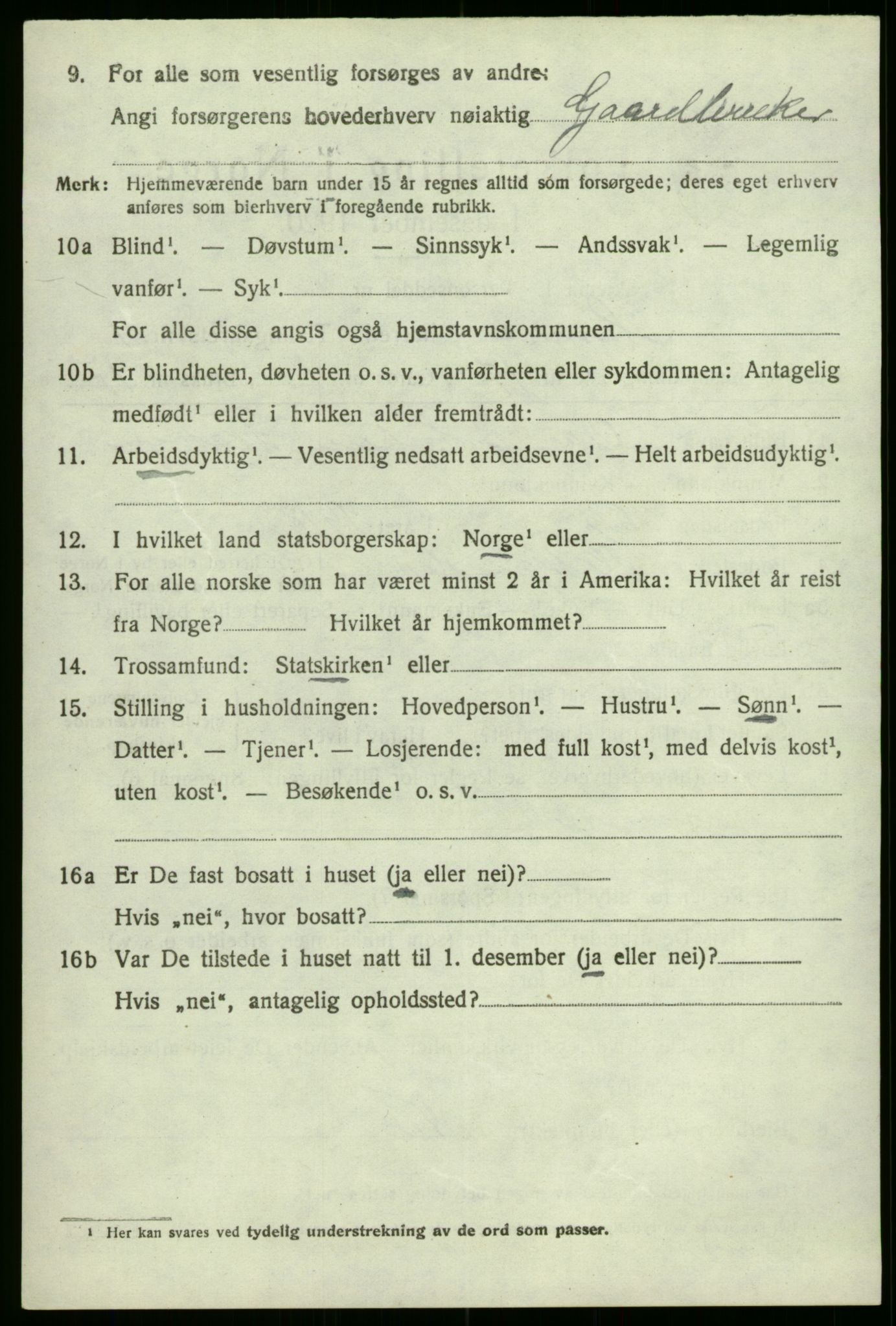 SAB, 1920 census for Hamre, 1920, p. 1174