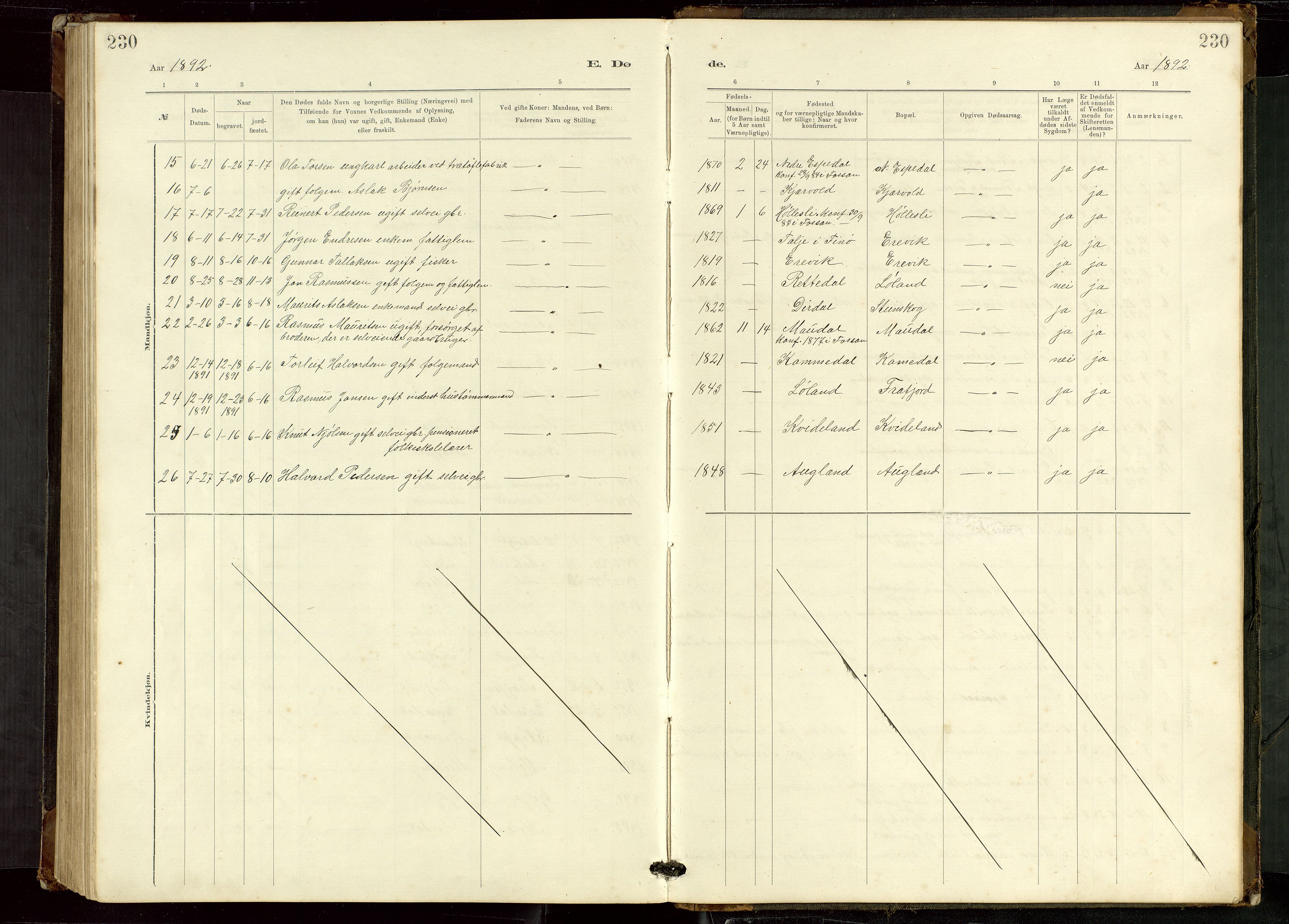 Høgsfjord sokneprestkontor, AV/SAST-A-101624/H/Ha/Hab/L0009: Parish register (copy) no. B 9, 1883-1920, p. 230