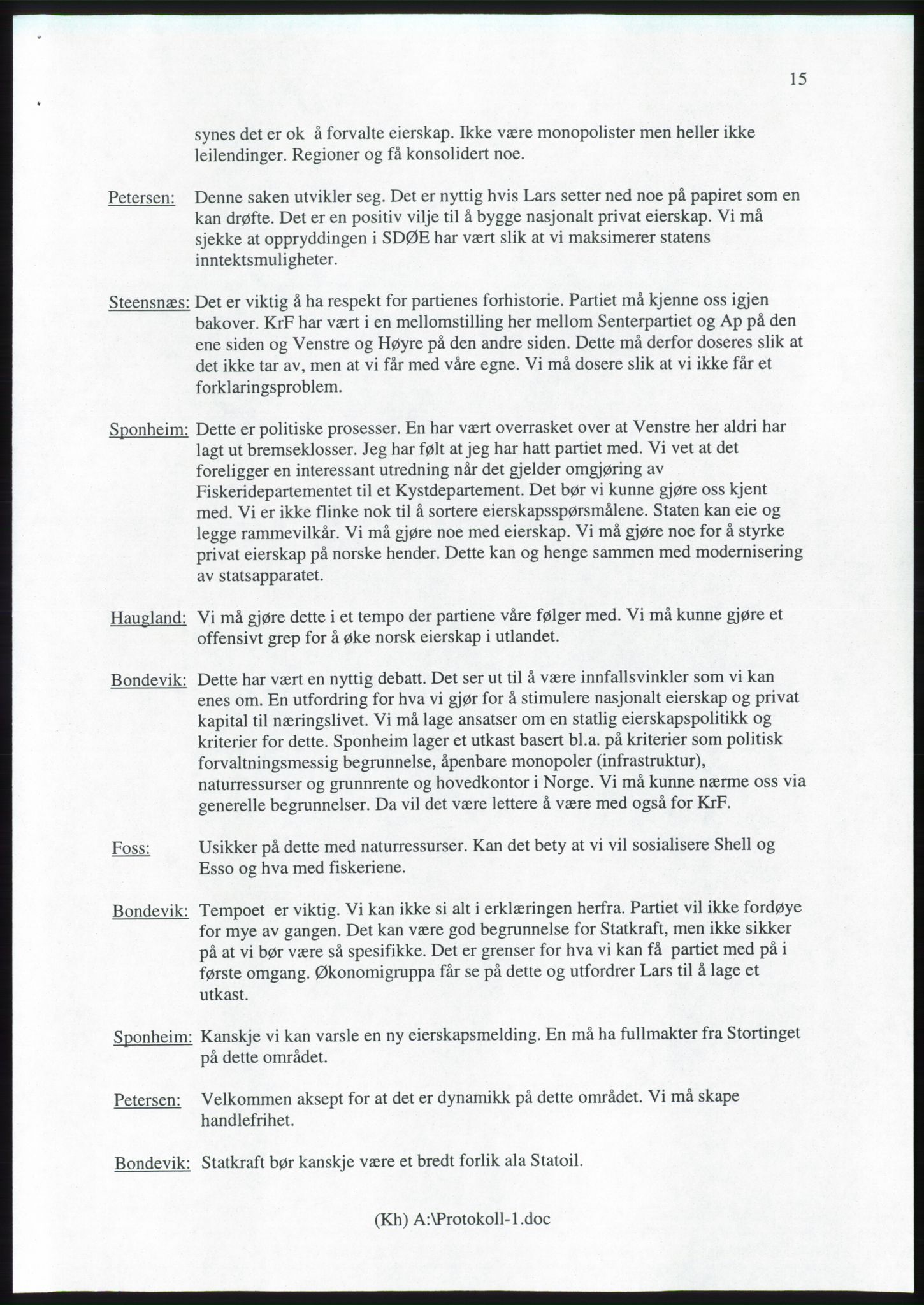 Forhandlingsmøtene 2001 mellom Høyre, Kristelig Folkeparti og Venstre om dannelse av regjering, AV/RA-PA-1395/A/L0001: Forhandlingsprotokoll med vedlegg, 2001, p. 16