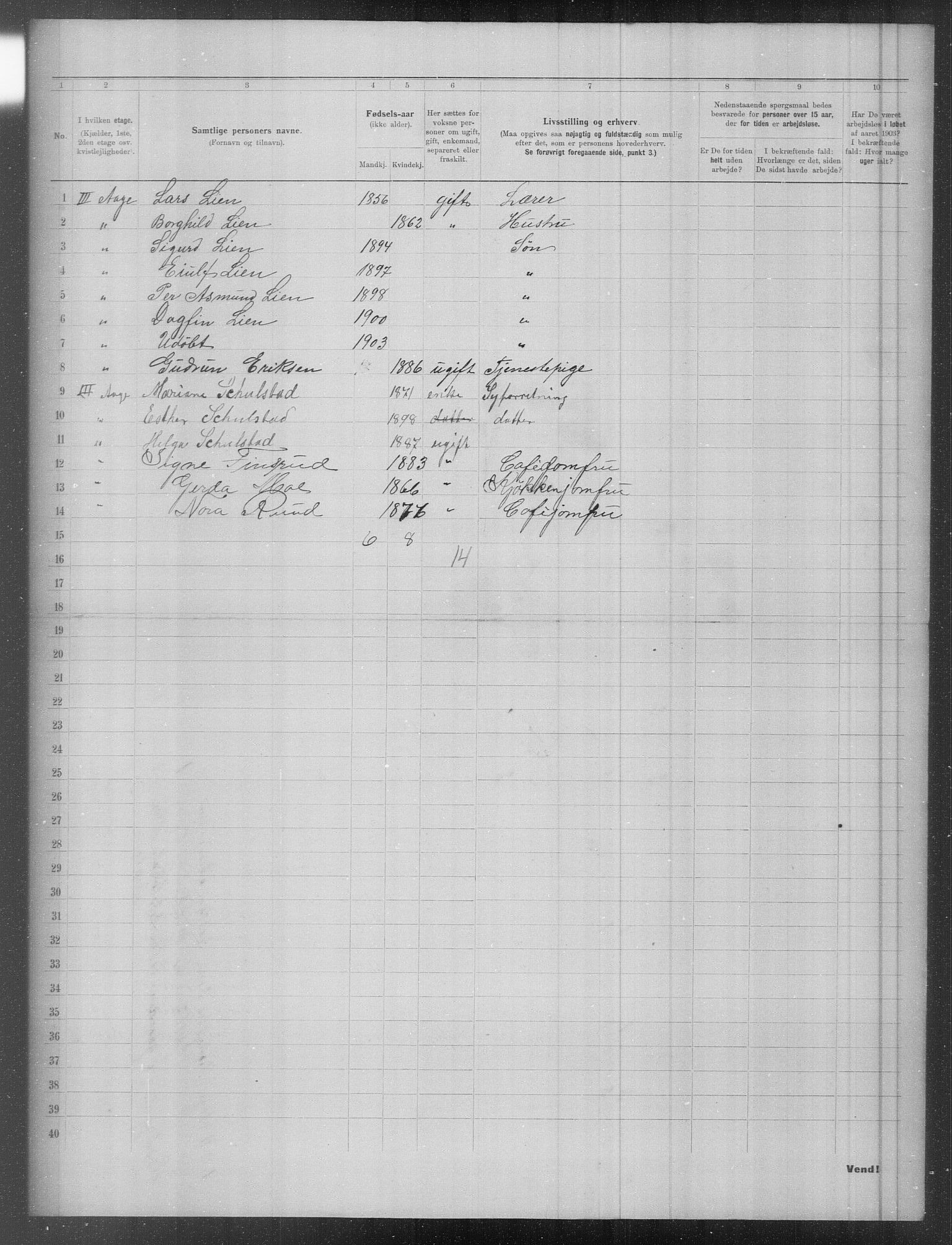 OBA, Municipal Census 1903 for Kristiania, 1903, p. 8016