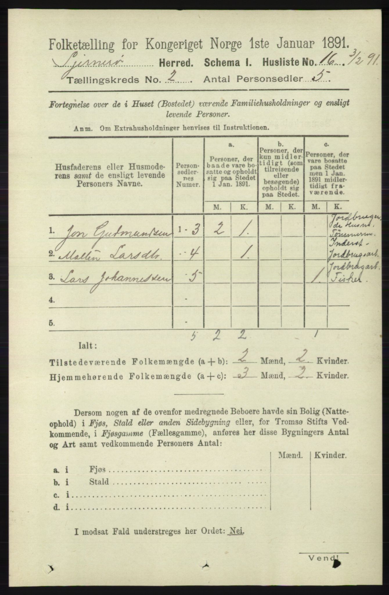 RA, 1891 census for 1140 Sjernarøy, 1891, p. 236