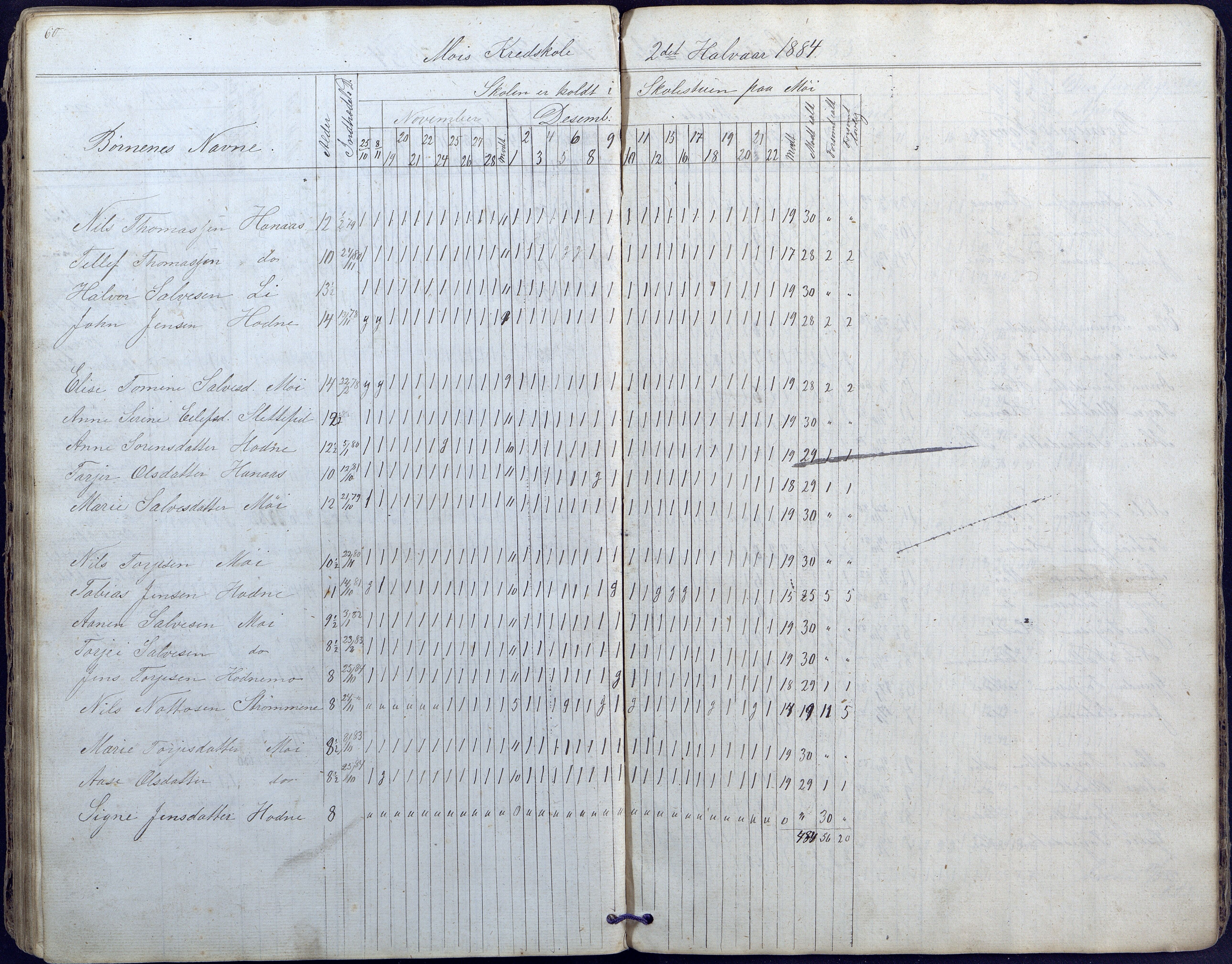 Hornnes kommune, Moi, Moseid, Kjetså skolekretser, AAKS/KA0936-550e/F1/L0003: Dagbok. Moseid, Moi, 1873-1886