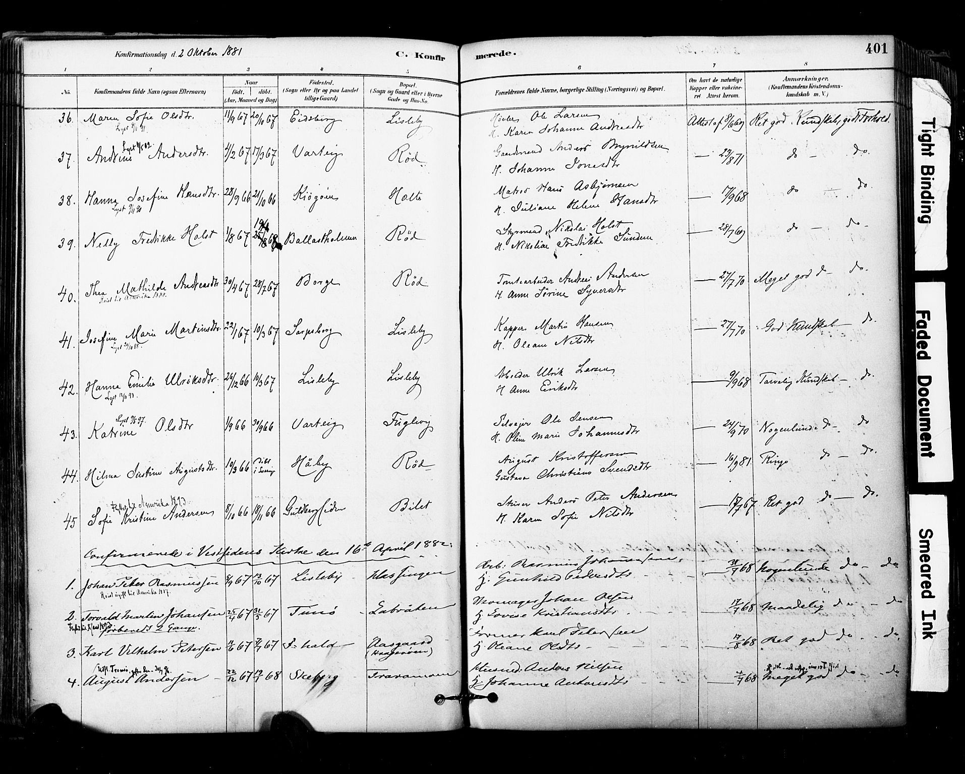 Glemmen prestekontor Kirkebøker, SAO/A-10908/F/Fa/L0011: Parish register (official) no. 11, 1878-1917, p. 401