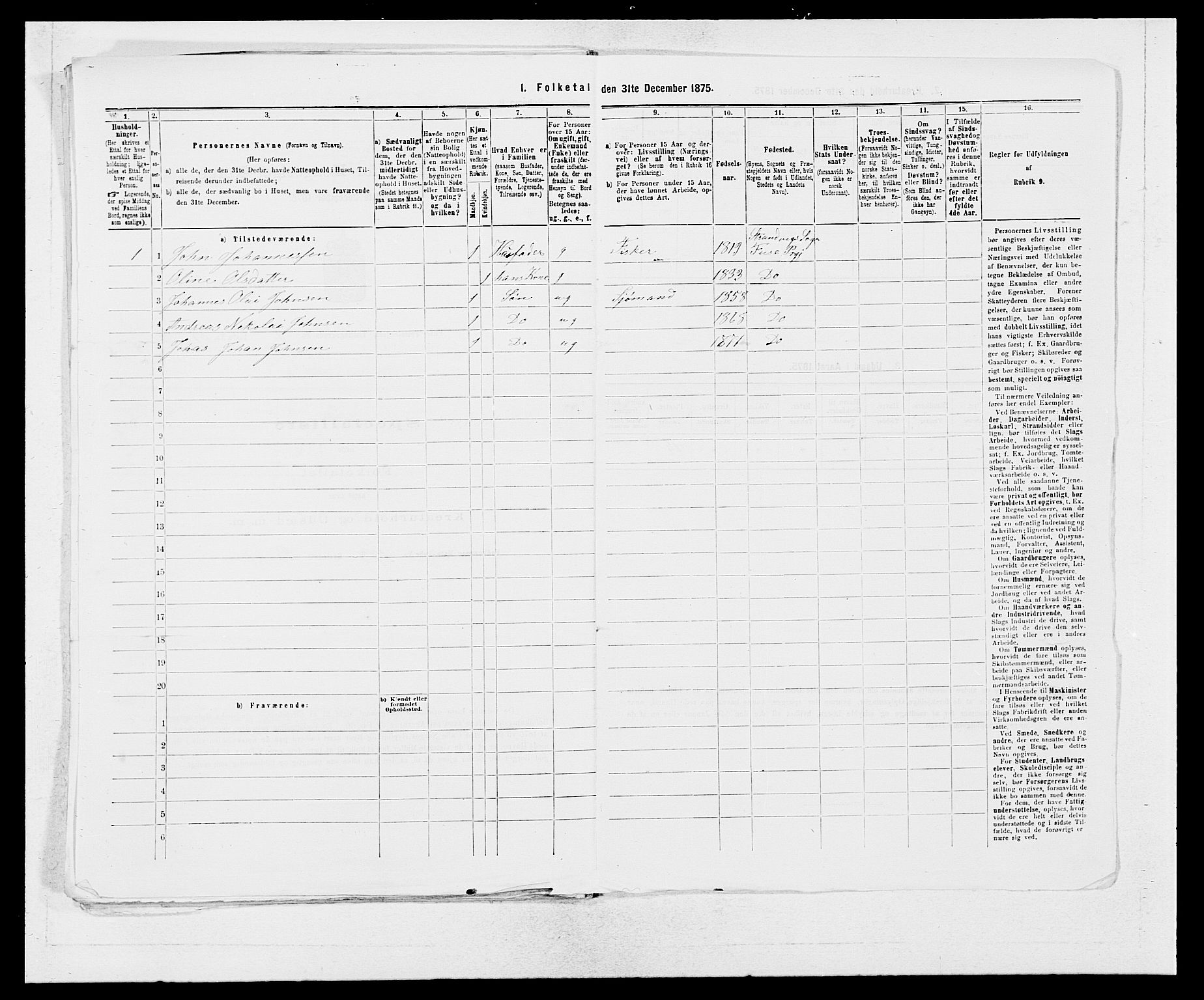 SAB, 1875 census for 1241P Fusa, 1875, p. 663