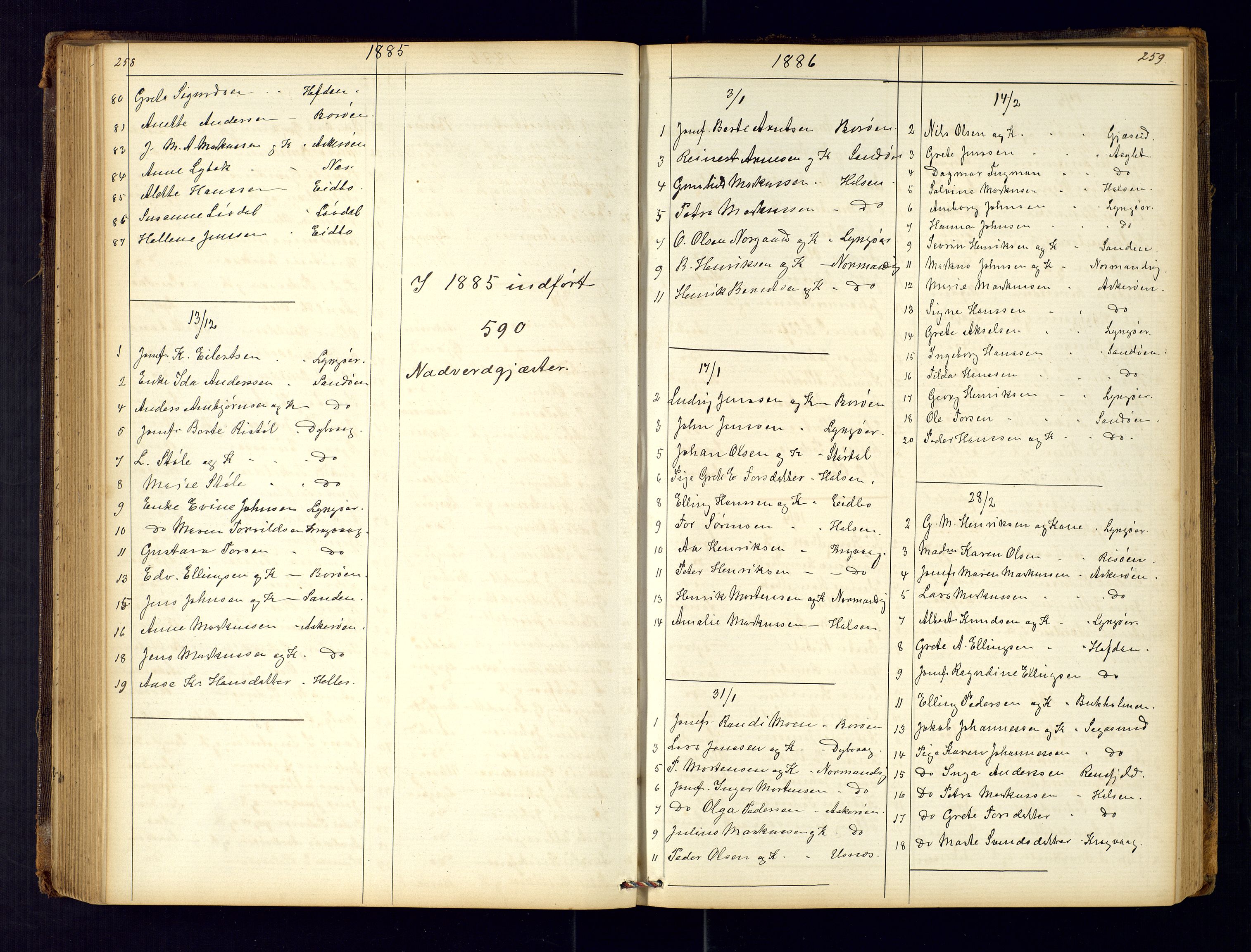 Dypvåg sokneprestkontor, AV/SAK-1111-0007/F/Fc/Fca/L0004: Communicants register no. C-4, 1864-1962, p. 258-259