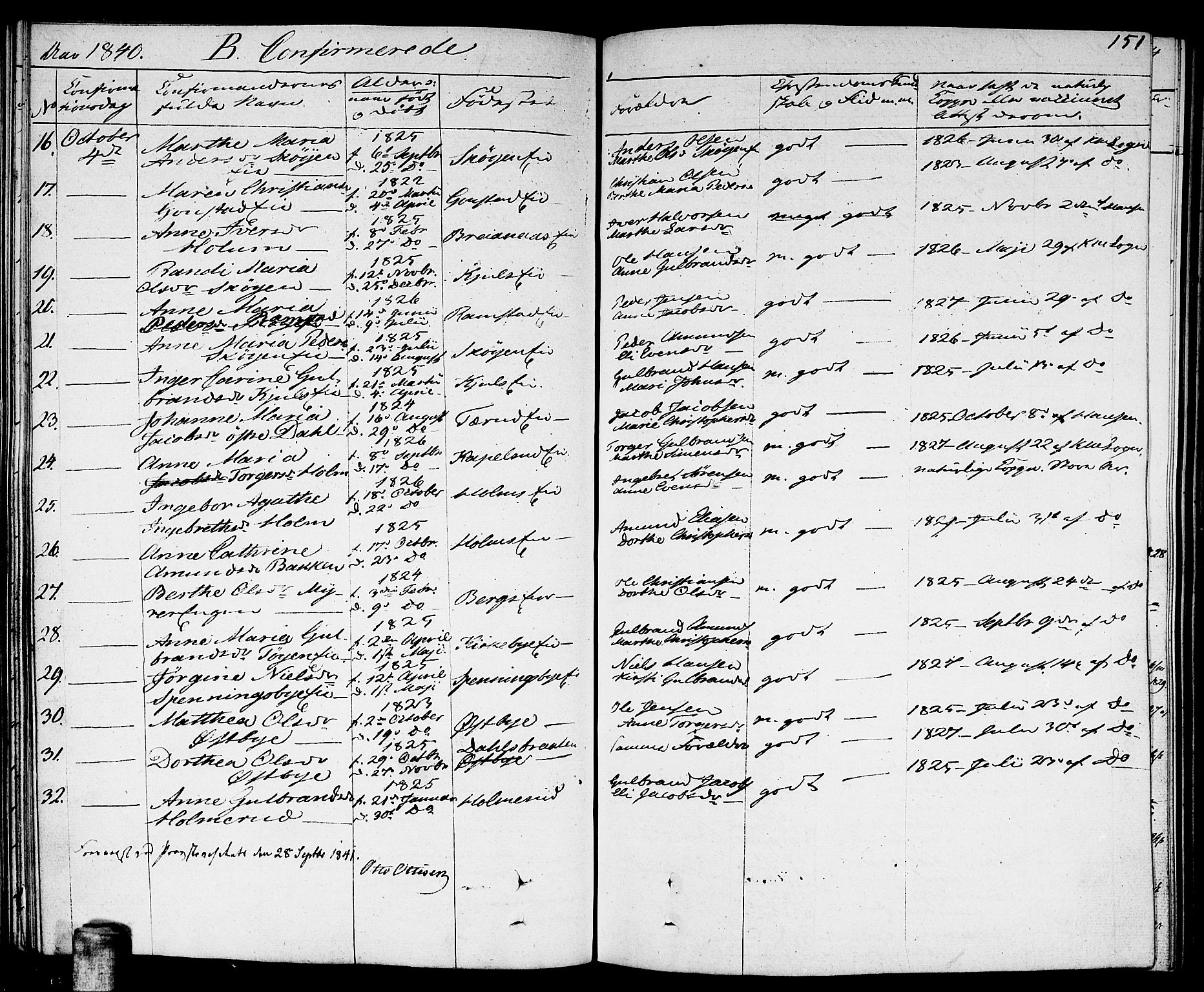 Nittedal prestekontor Kirkebøker, AV/SAO-A-10365a/F/Fa/L0004: Parish register (official) no. I 4, 1836-1849, p. 151