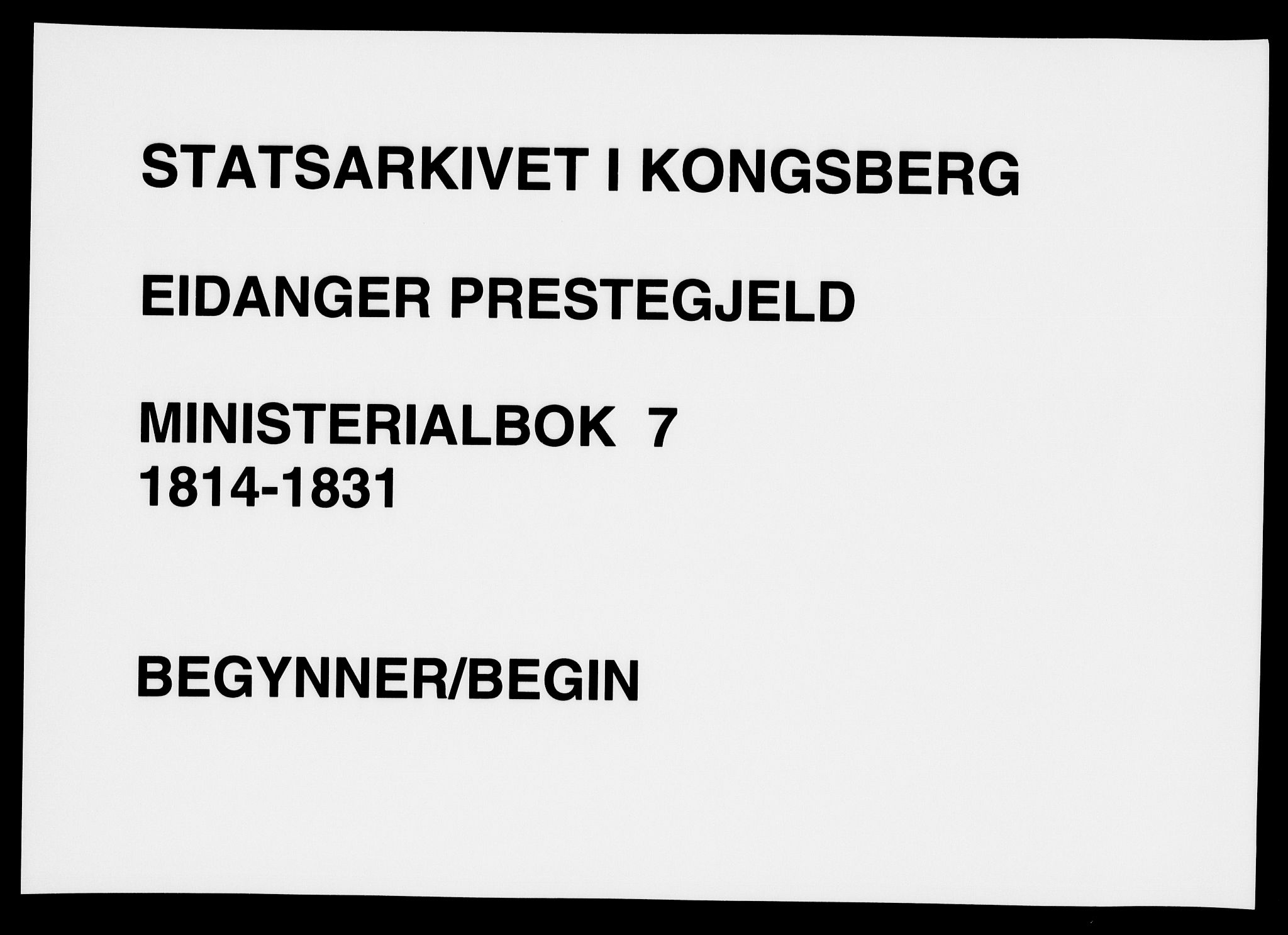 Eidanger kirkebøker, AV/SAKO-A-261/F/Fa/L0007: Parish register (official) no. 7, 1814-1831