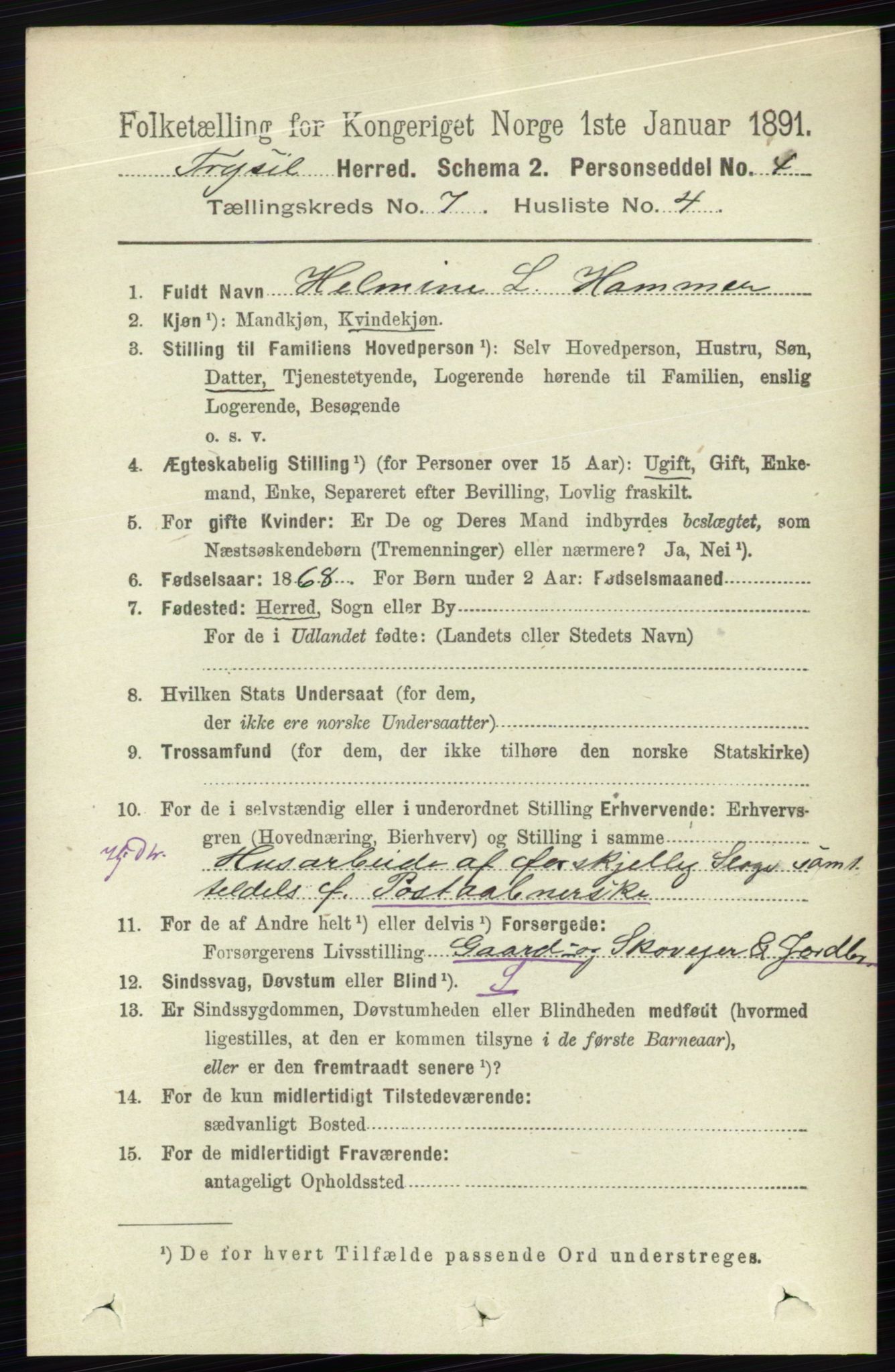 RA, 1891 census for 0428 Trysil, 1891, p. 3159