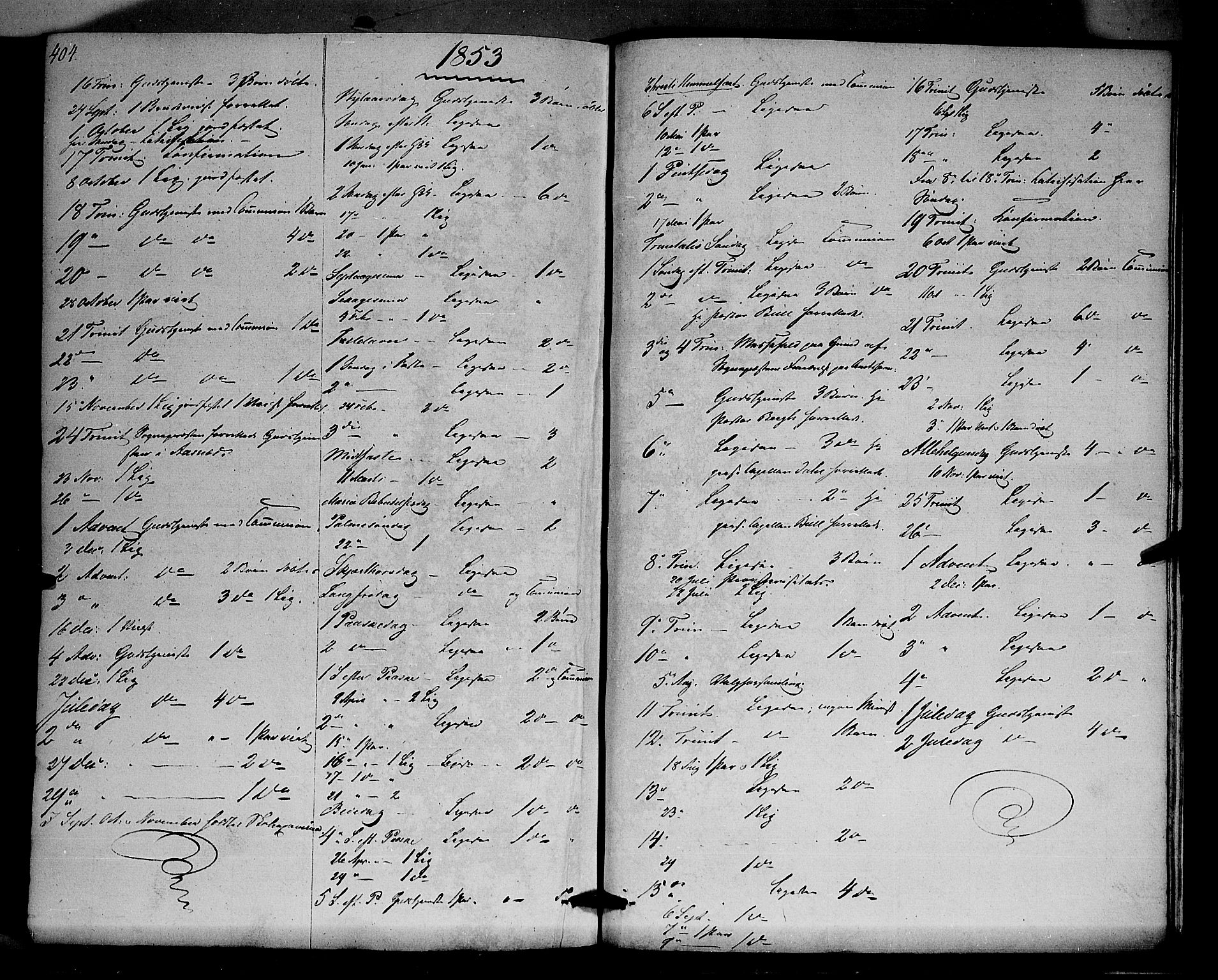 Hof prestekontor, SAH/PREST-038/H/Ha/Haa/L0008: Parish register (official) no. 8, 1849-1861, p. 404