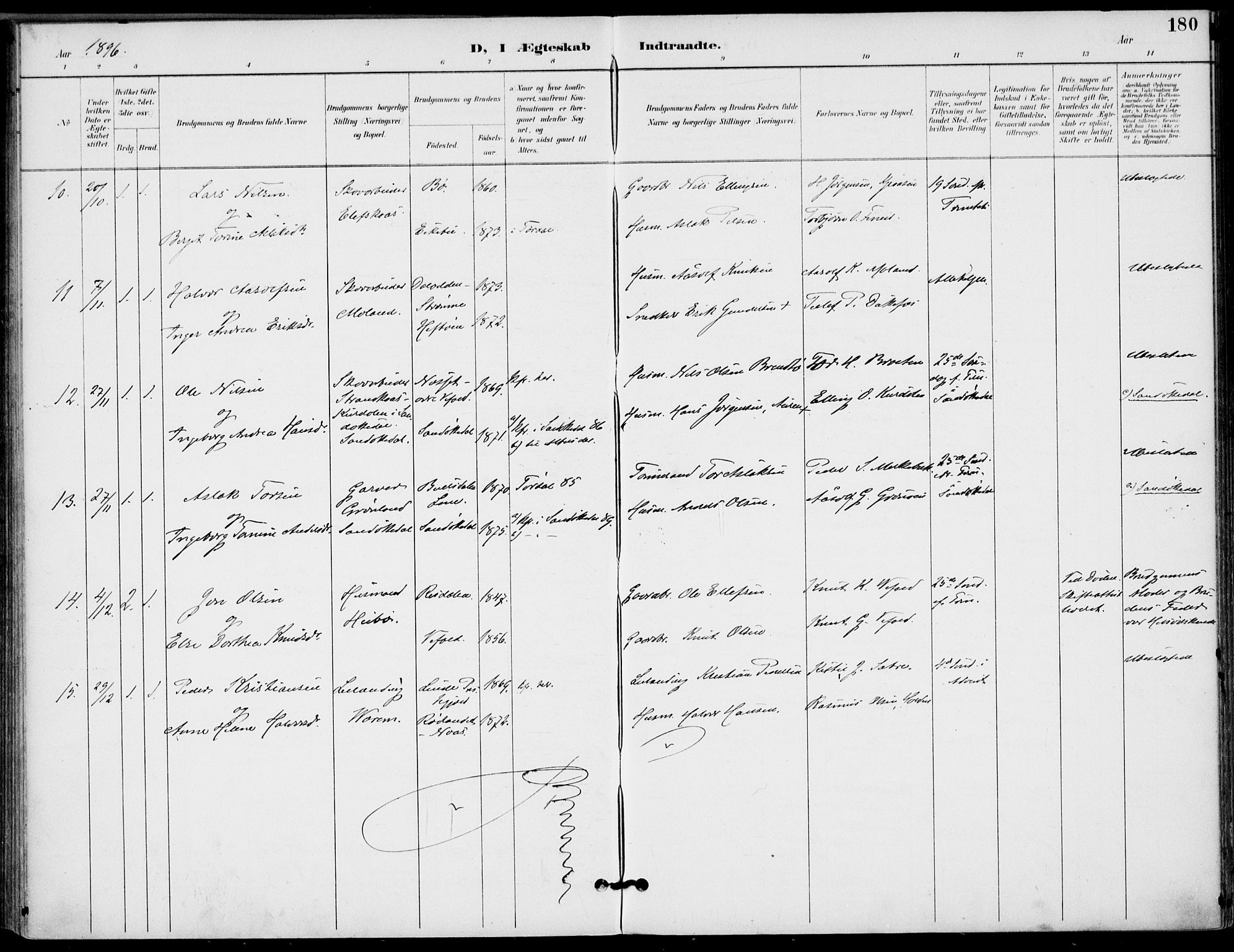 Drangedal kirkebøker, SAKO/A-258/F/Fa/L0012: Parish register (official) no. 12, 1895-1905, p. 180