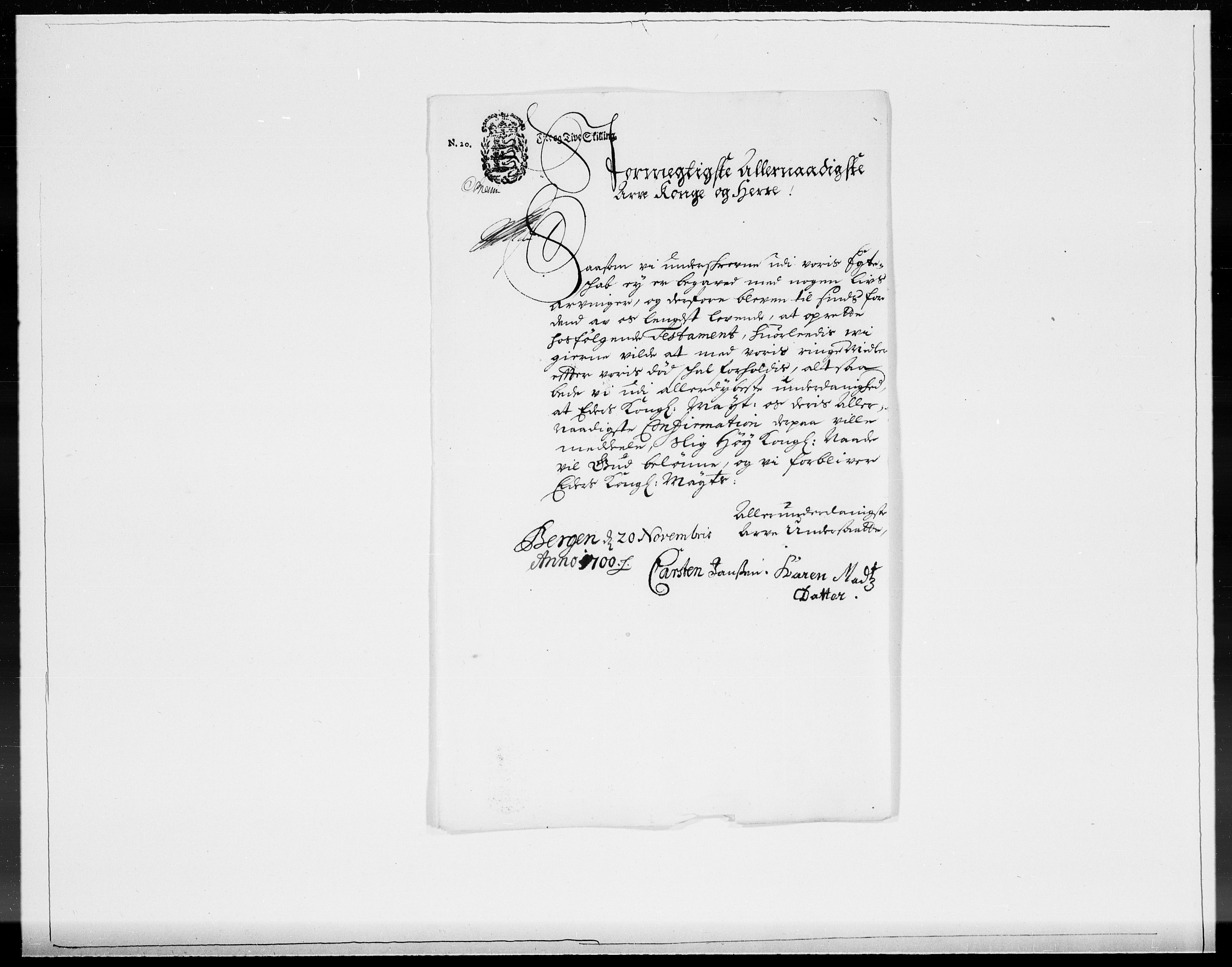 Danske Kanselli 1572-1799, AV/RA-EA-3023/F/Fc/Fcc/Fcca/L0051: Norske innlegg 1572-1799, 1700, p. 170